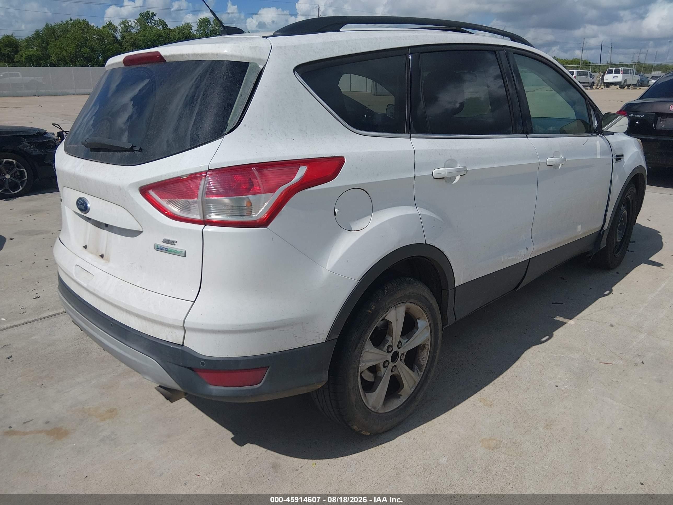 2014 Ford Escape Se White vin: 1FMCU0GX1EUC47009