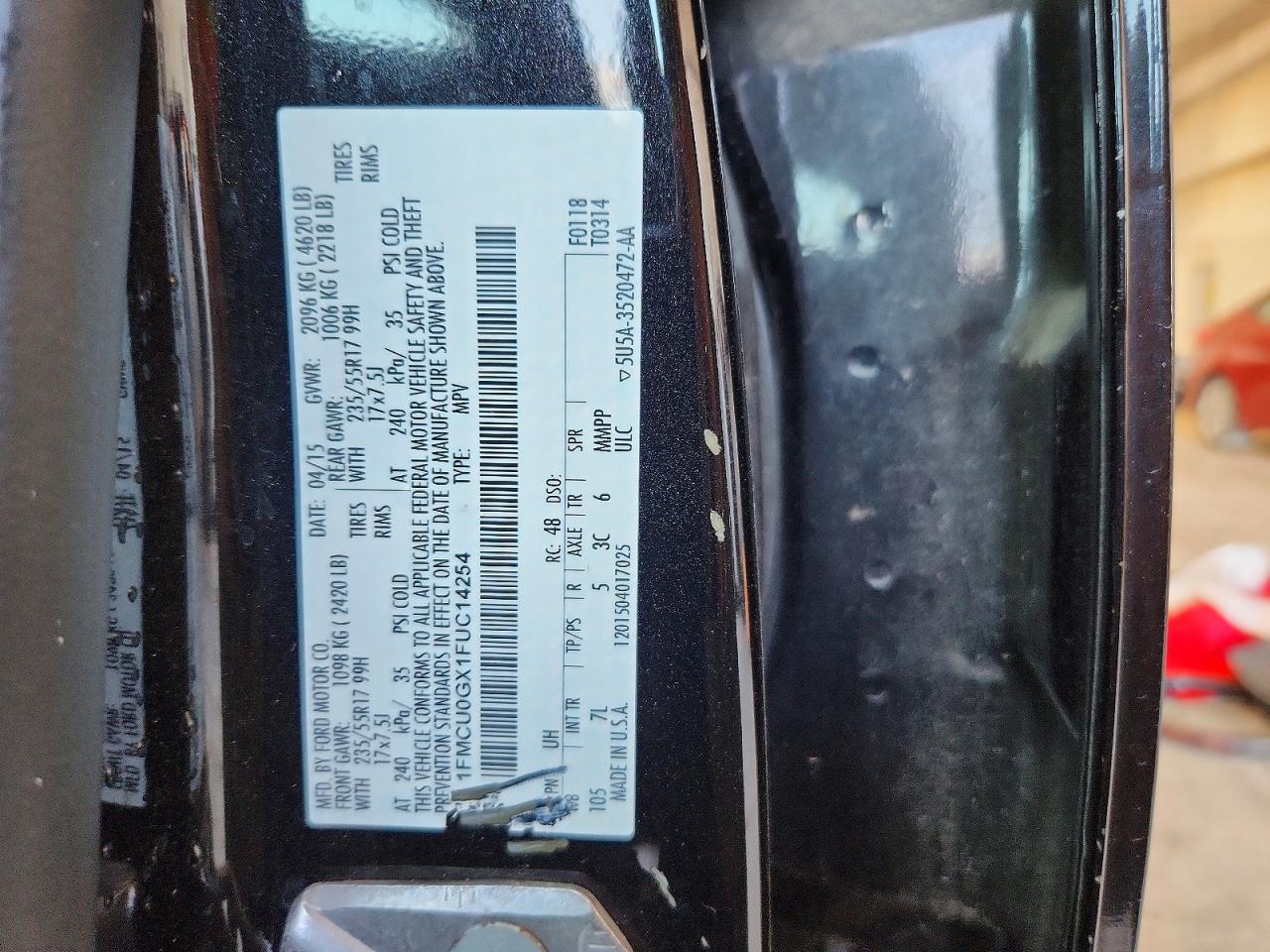 2015 Ford Escape Se Black vin: 1FMCU0GX1FUC14254