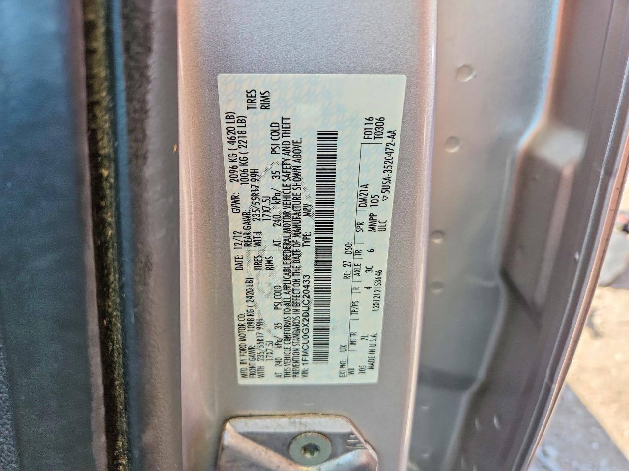 2013 Ford Escape Se Серебряный vin: 1FMCU0GX2DUC20433