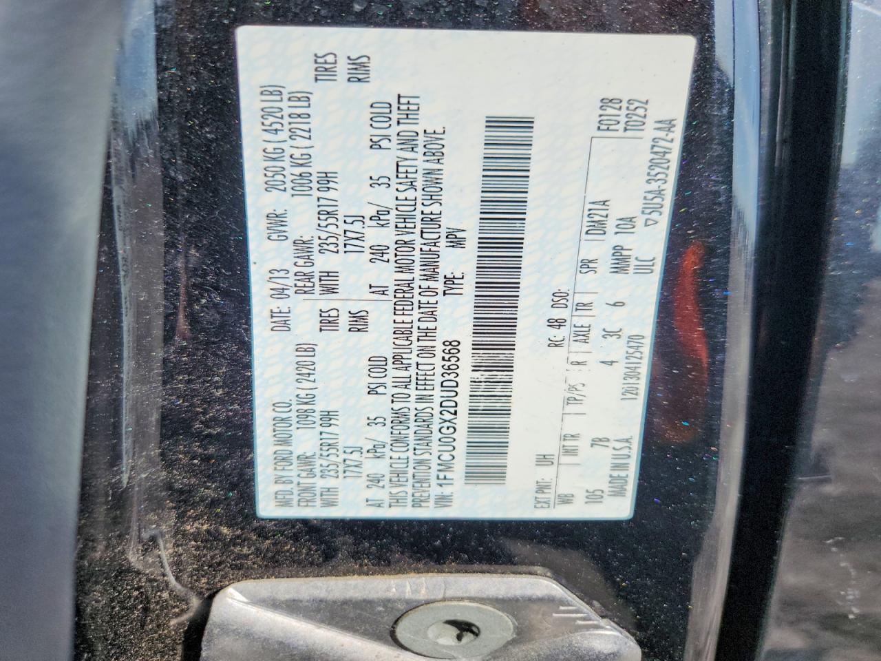 2013 Ford Escape Se Black vin: 1FMCU0GX2DUD36568