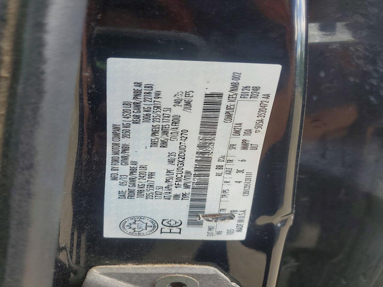2013 Ford Escape Se Black vin: 1FMCU0GX2DUD74270