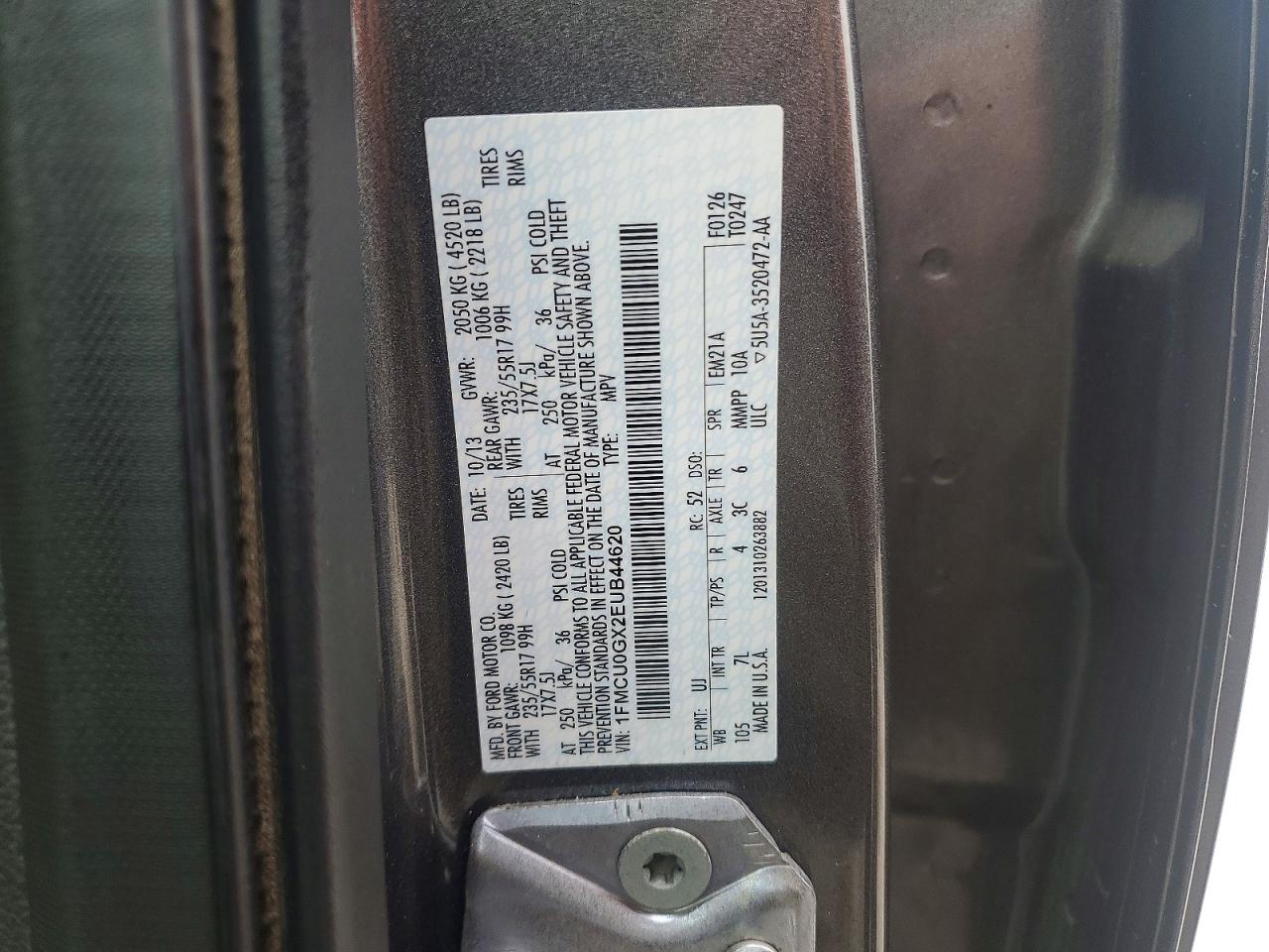 2014 Ford Escape Se Серый vin: 1FMCU0GX2EUB44620