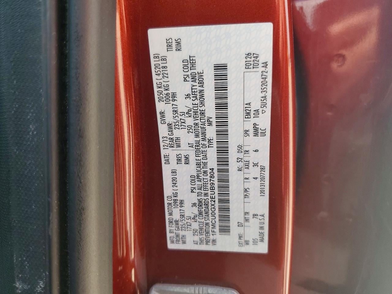 2014 Ford Escape Se Красный vin: 1FMCU0GX2EUB97804
