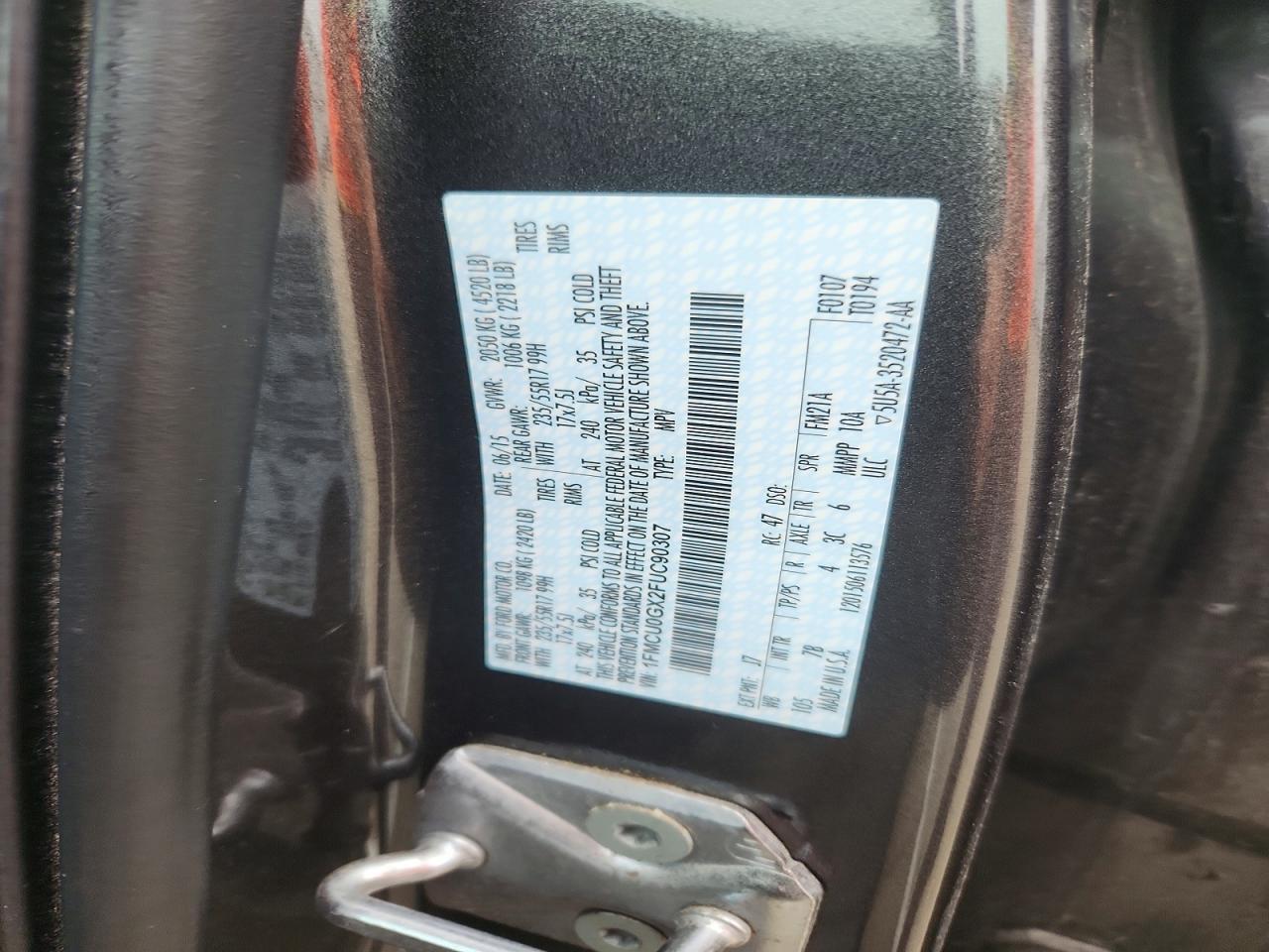 2015 Ford Escape Se Серый vin: 1FMCU0GX2FUC90307