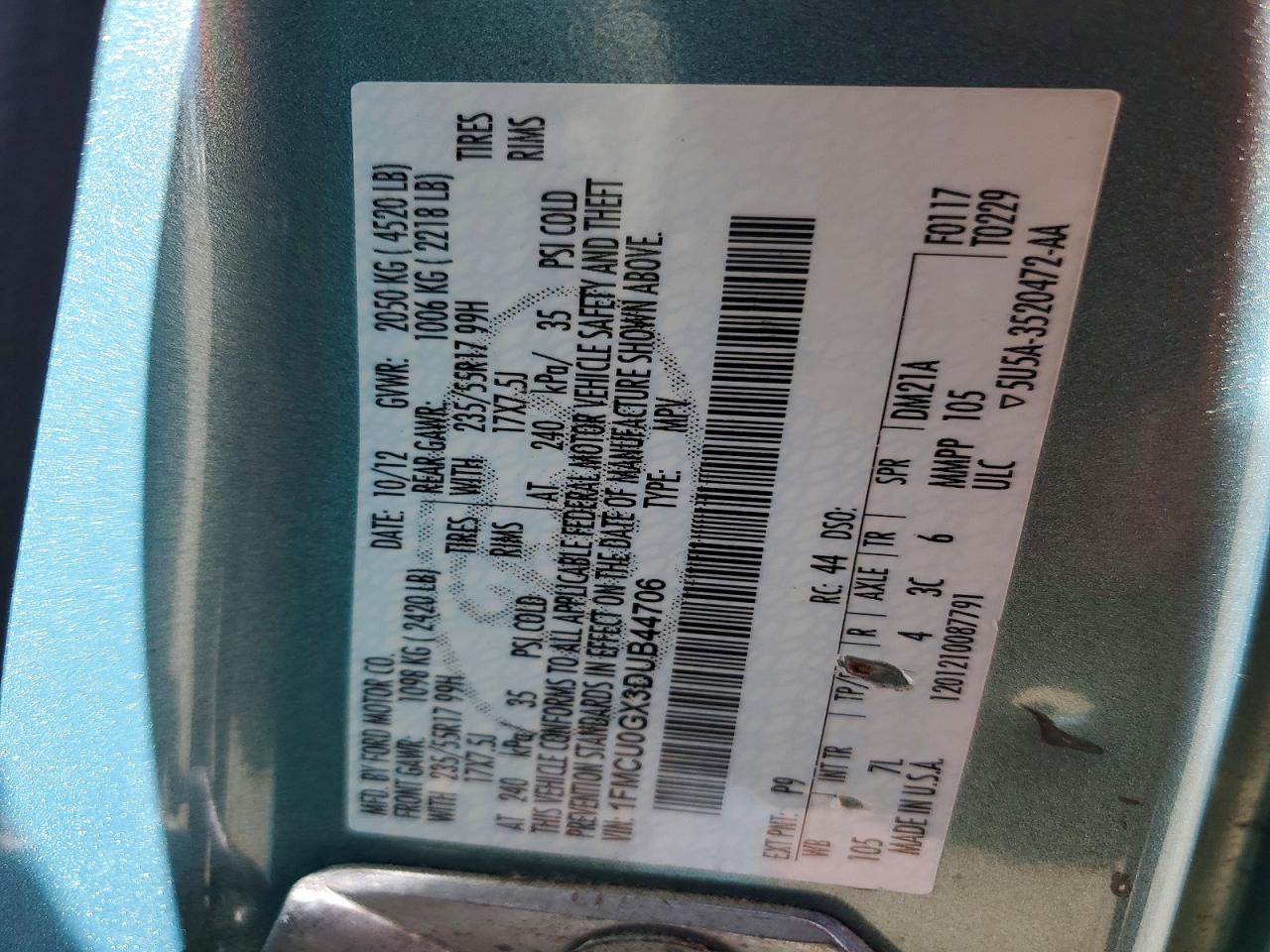 2013 Ford Escape Se Серебряный vin: 1FMCU0GX3DUB44706