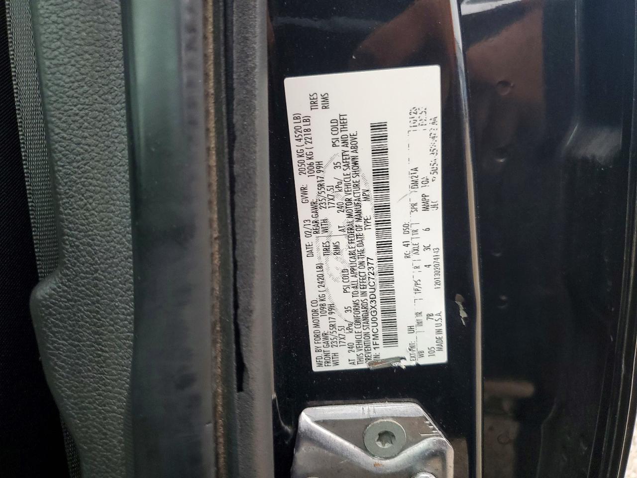 2013 Ford Escape Se Черный vin: 1FMCU0GX3DUC72377