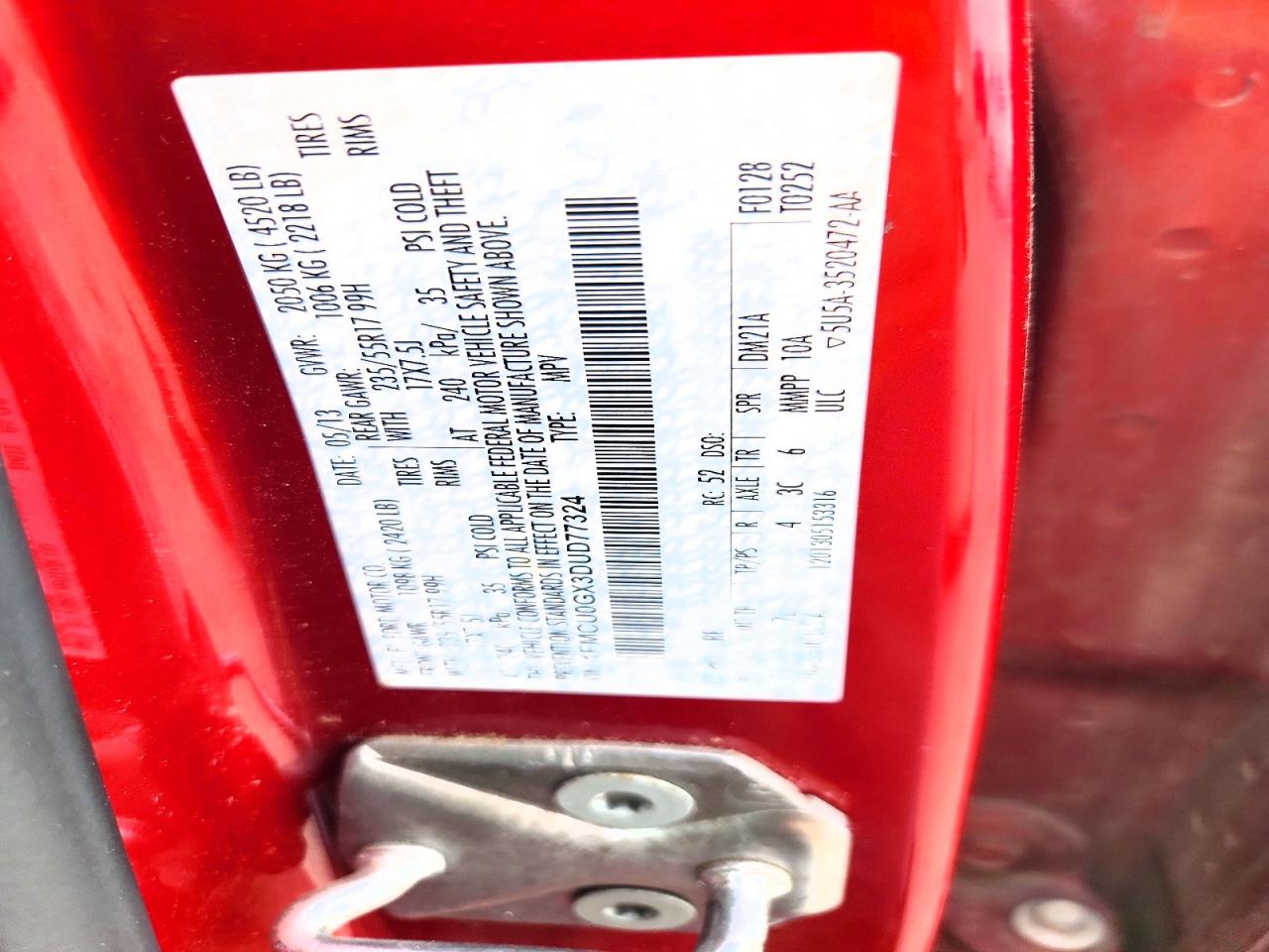 2013 Ford Escape Se Red vin: 1FMCU0GX3DUD77324