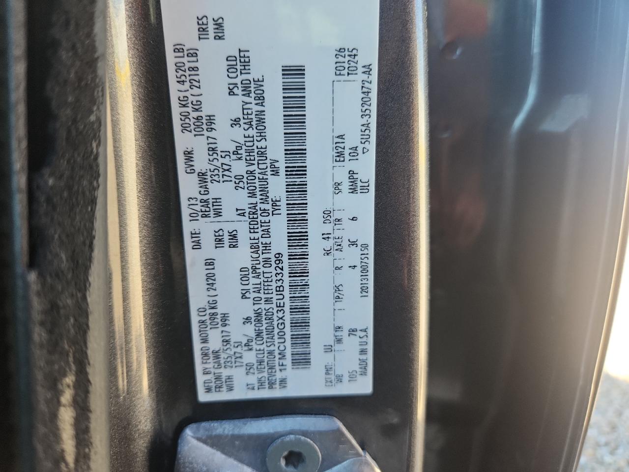 2014 Ford Escape Se Gray vin: 1FMCU0GX3EUB33299