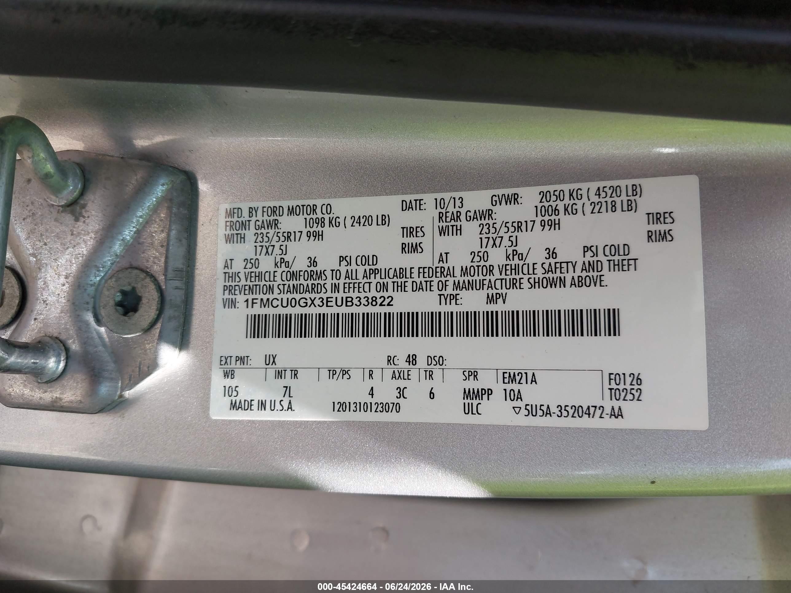 2014 Ford Escape Se Серебряный vin: 1FMCU0GX3EUB33822
