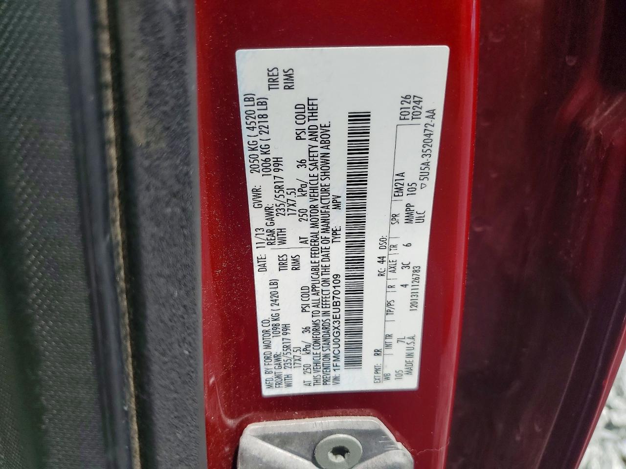 2014 Ford Escape Se Red vin: 1FMCU0GX3EUB70109