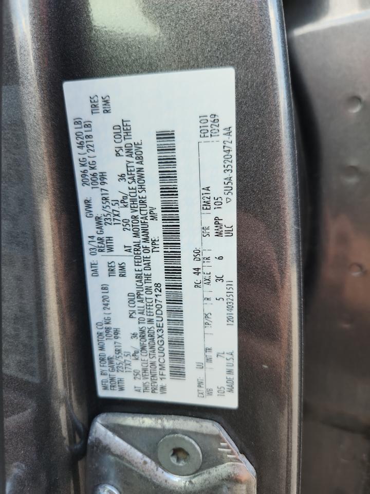 2014 Ford Escape Серый vin: 1FMCU0GX3EUD07128
