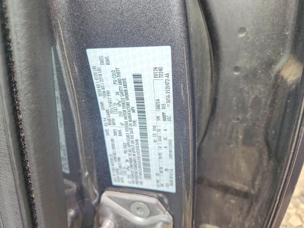 2014 Ford Escape Se Gray vin: 1FMCU0GX3EUD55308