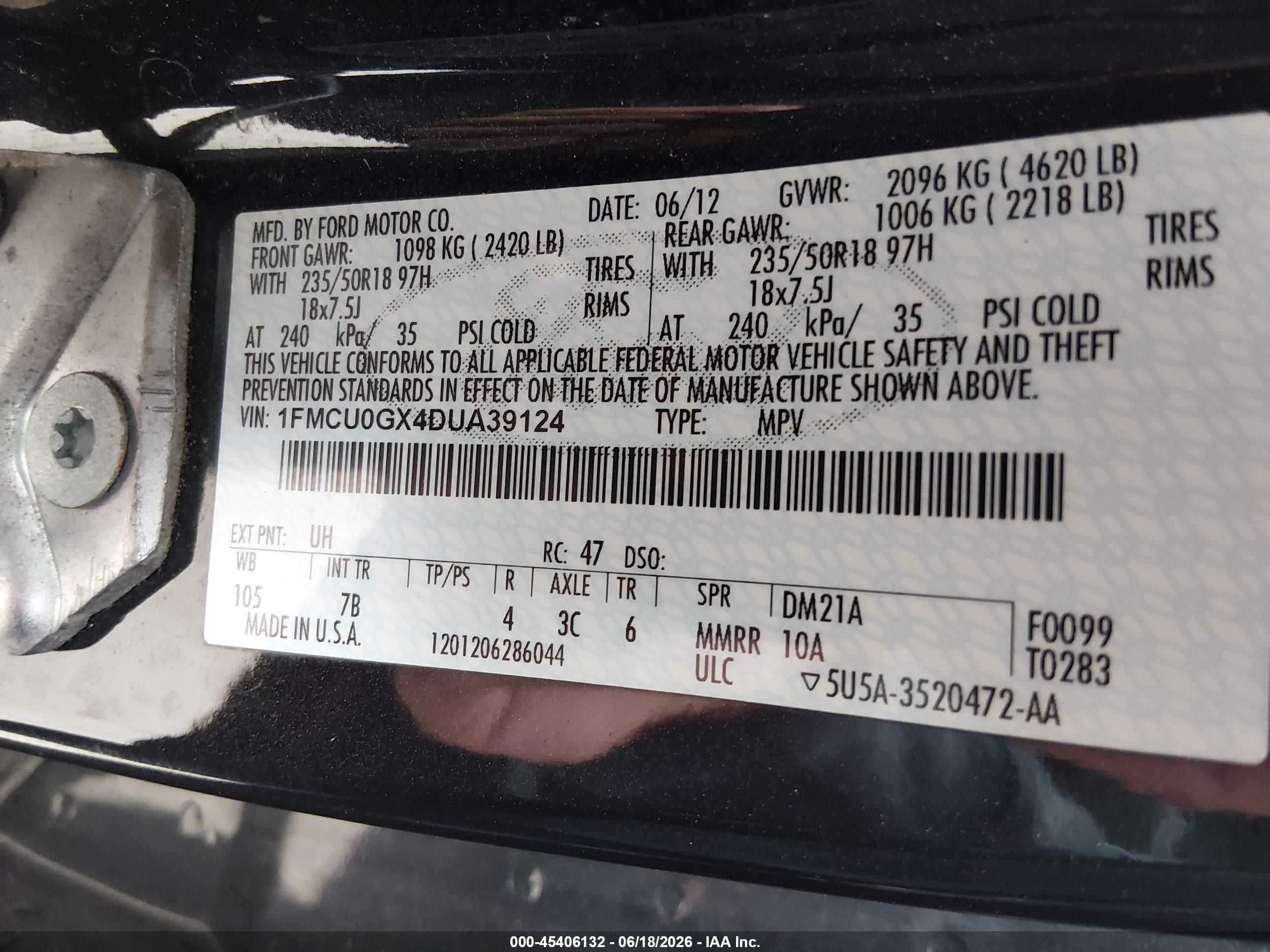 2013 Ford Escape Se Black vin: 1FMCU0GX4DUA39124