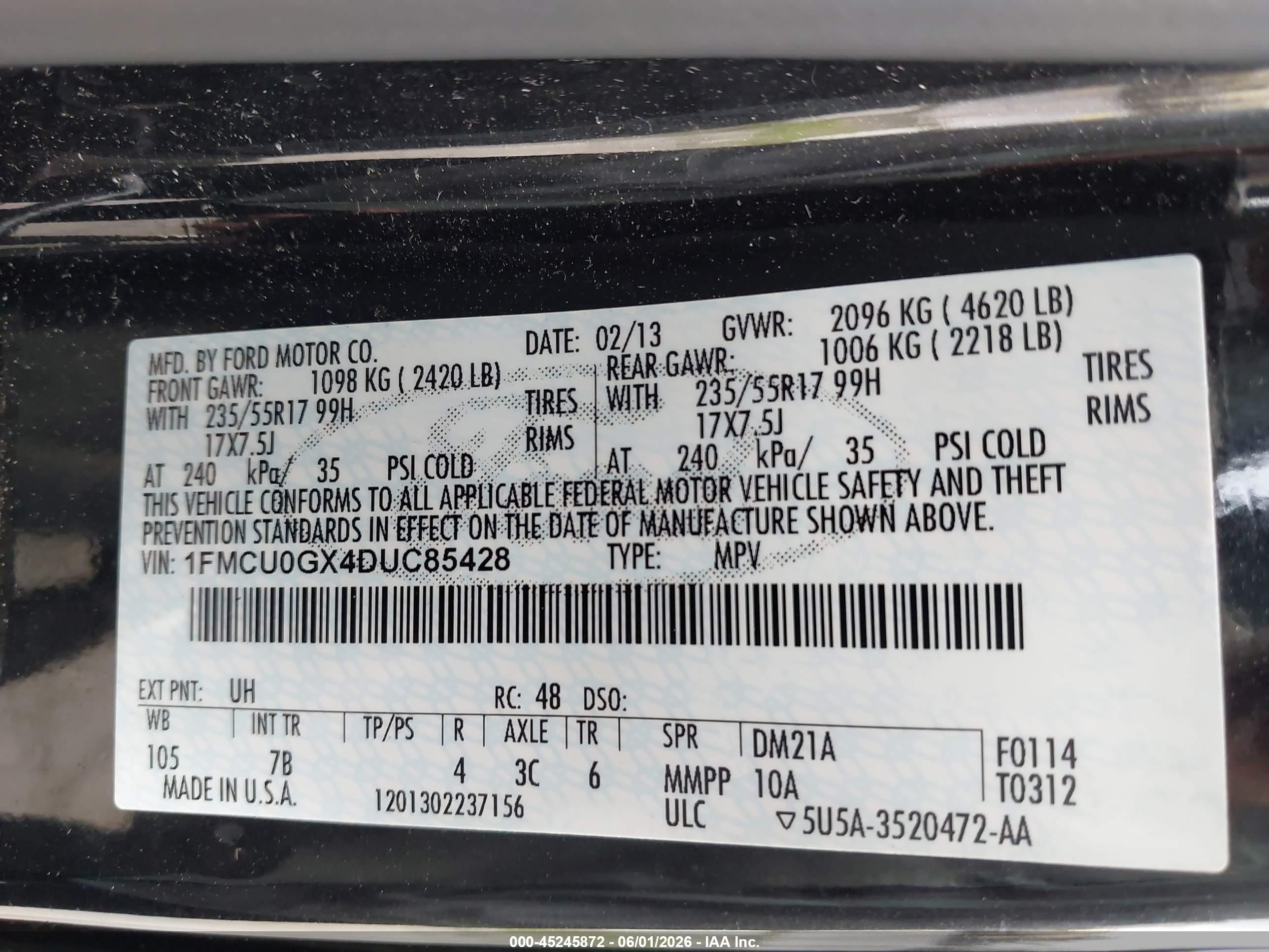 2013 Ford Escape Se Black vin: 1FMCU0GX4DUC85428