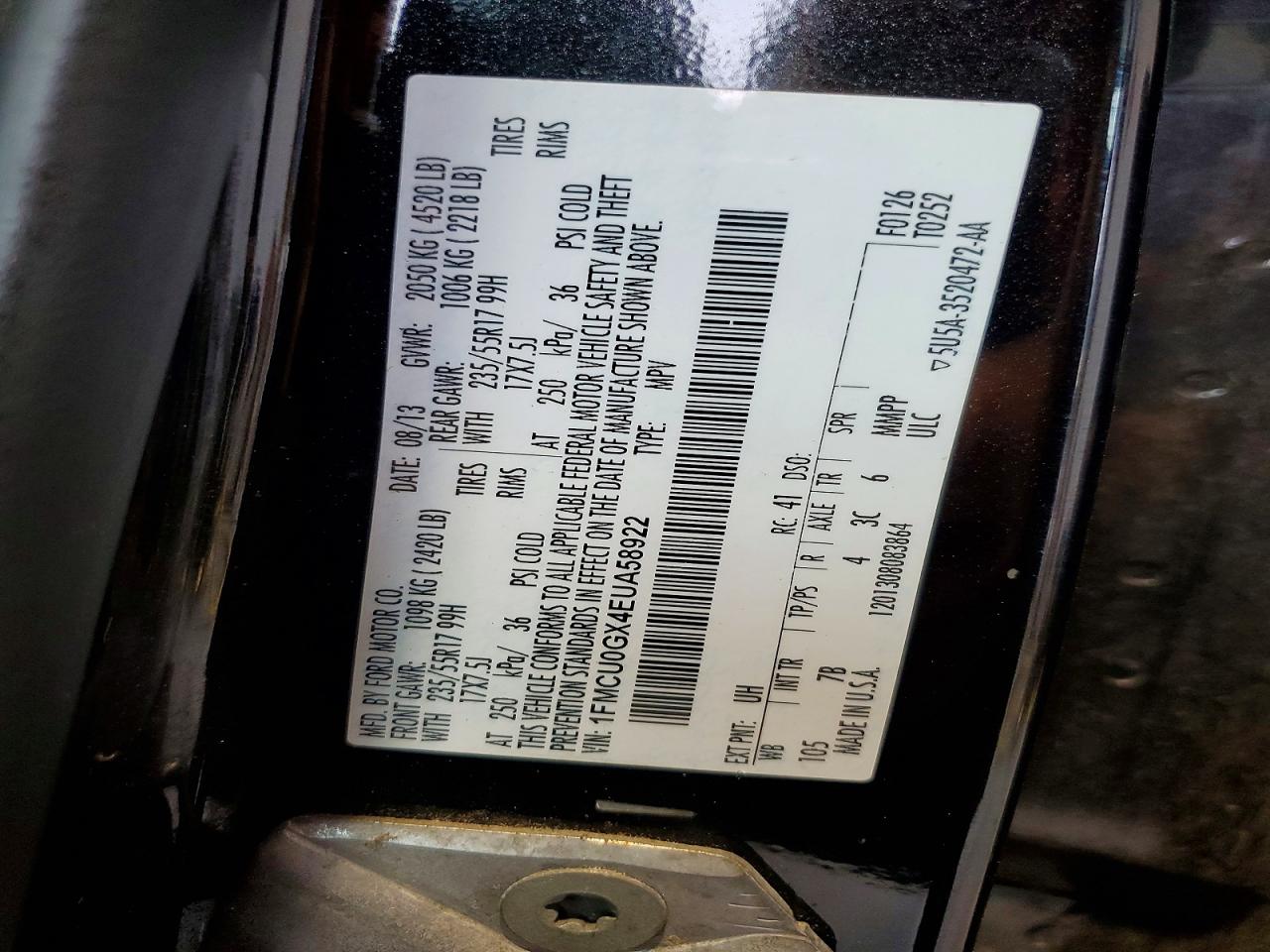2014 Ford Escape Se Черный vin: 1FMCU0GX4EUA58922