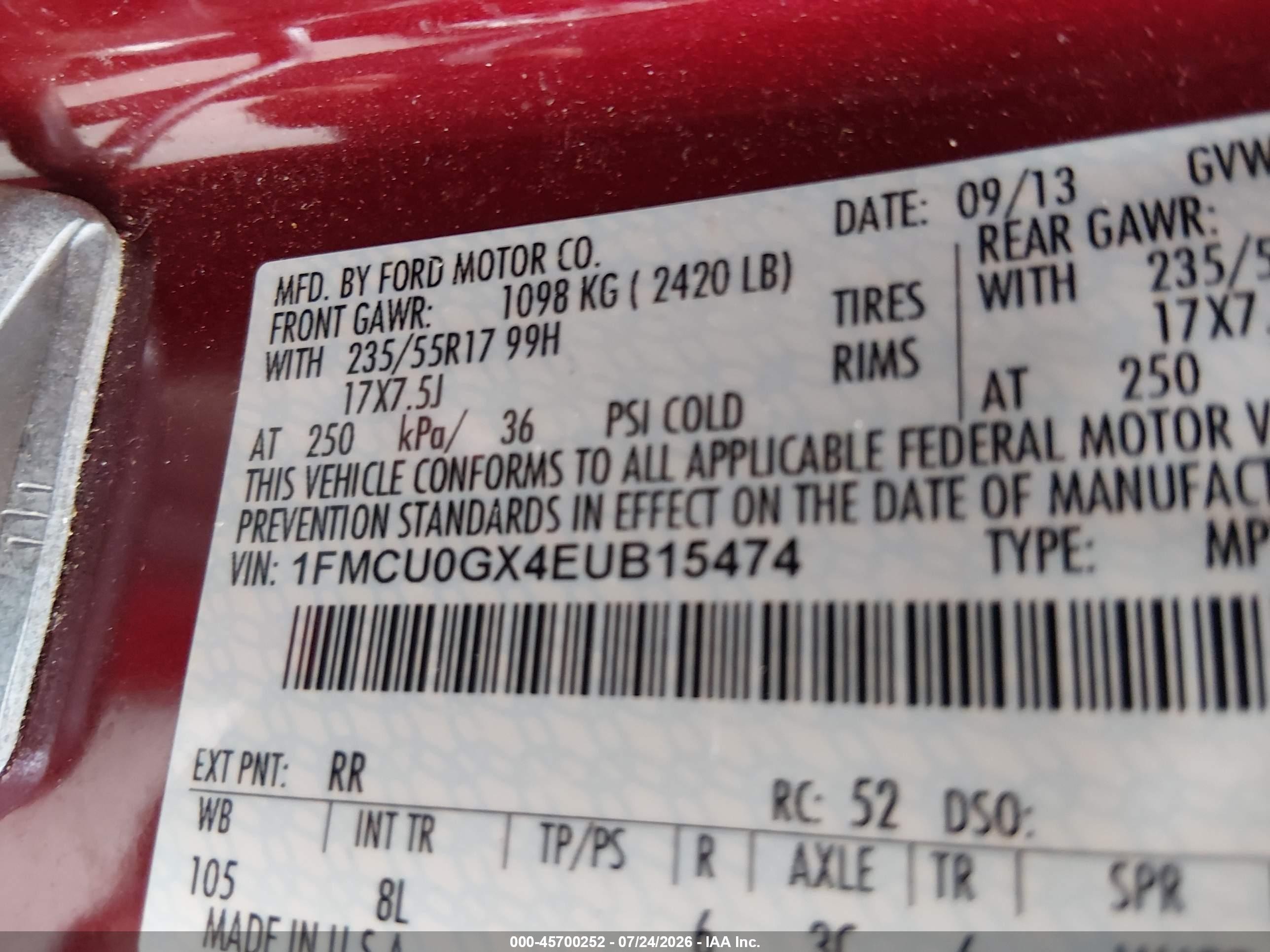 2014 Ford Escape Se Красный vin: 1FMCU0GX4EUB15474