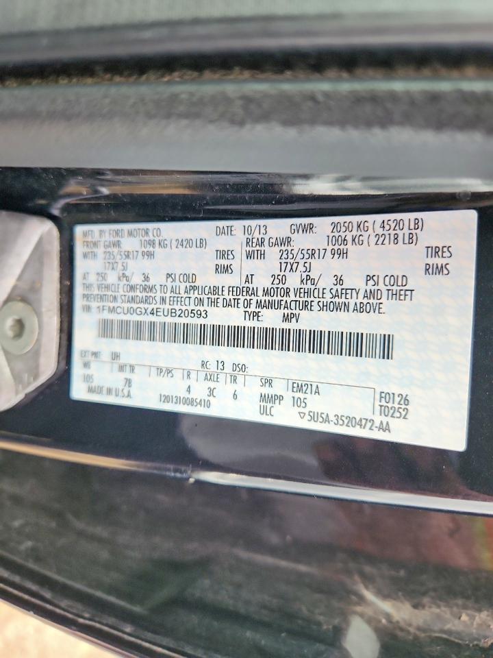 2014 Ford Escape Se Black vin: 1FMCU0GX4EUB20593