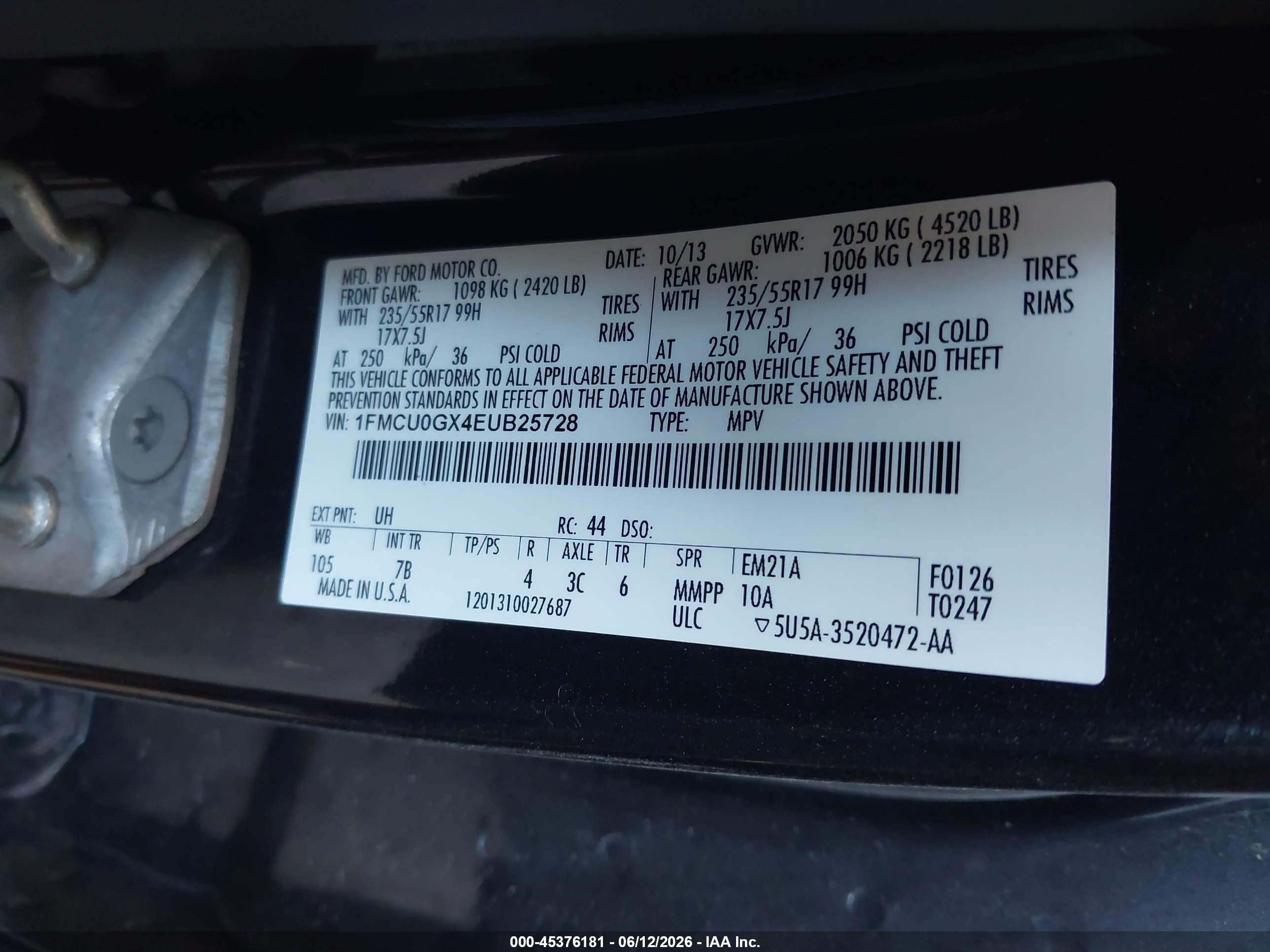 2014 Ford Escape Se Черный vin: 1FMCU0GX4EUB25728
