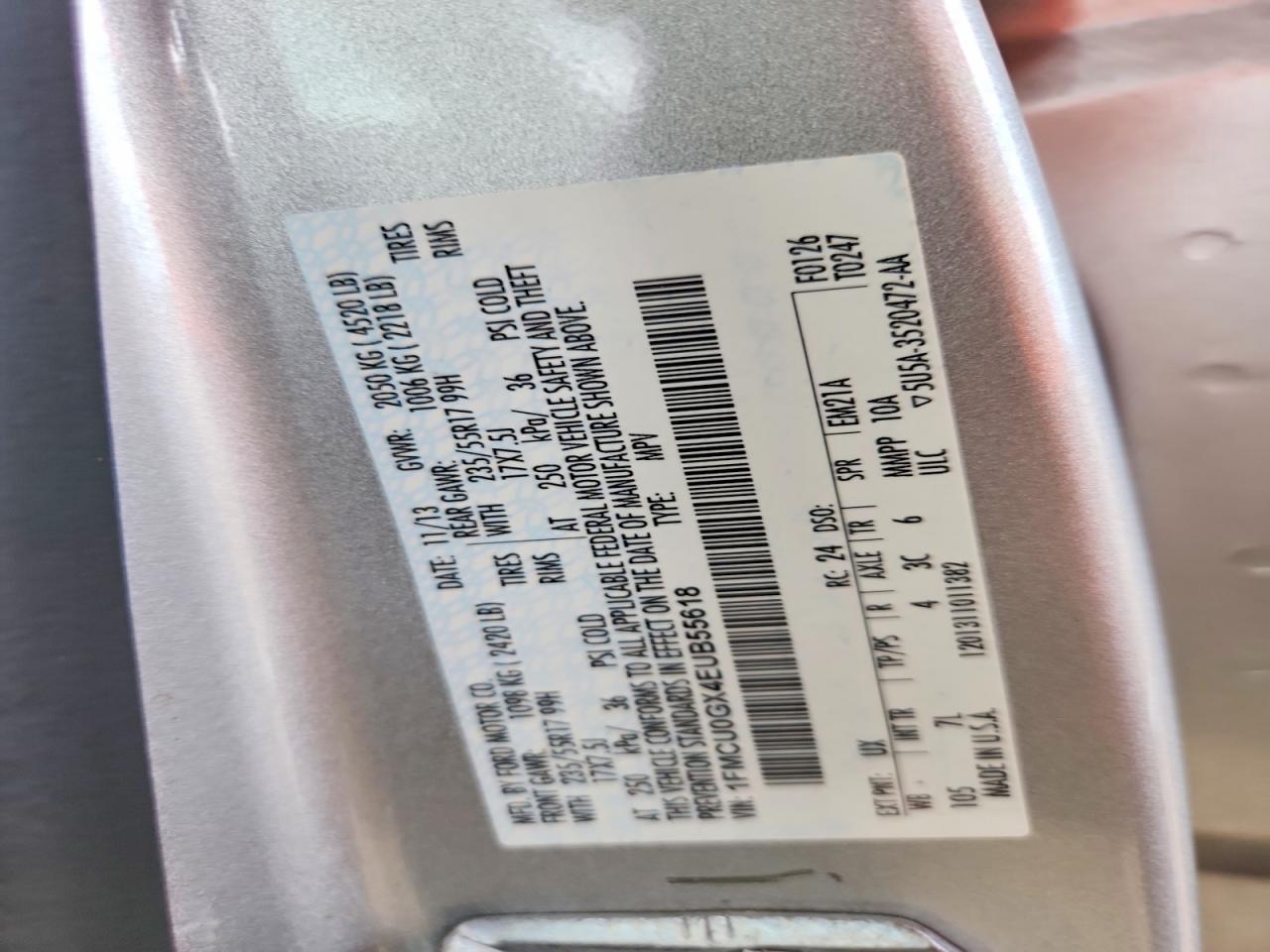 2014 Ford Escape Se Серебряный vin: 1FMCU0GX4EUB55618