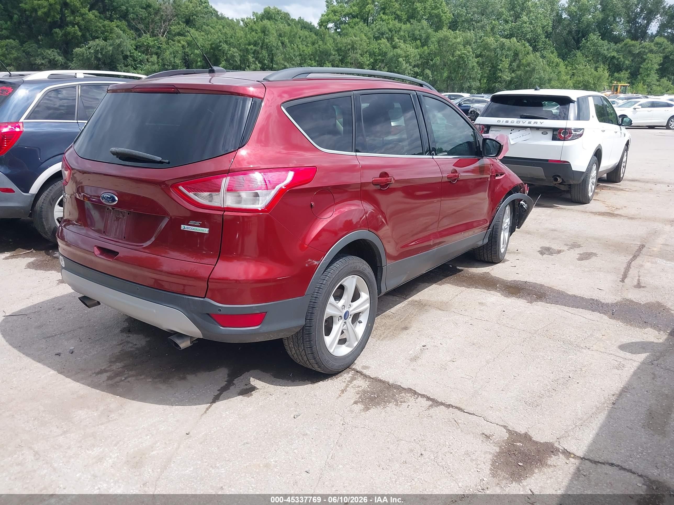 2014 Ford Escape Se Red vin: 1FMCU0GX4EUB79644