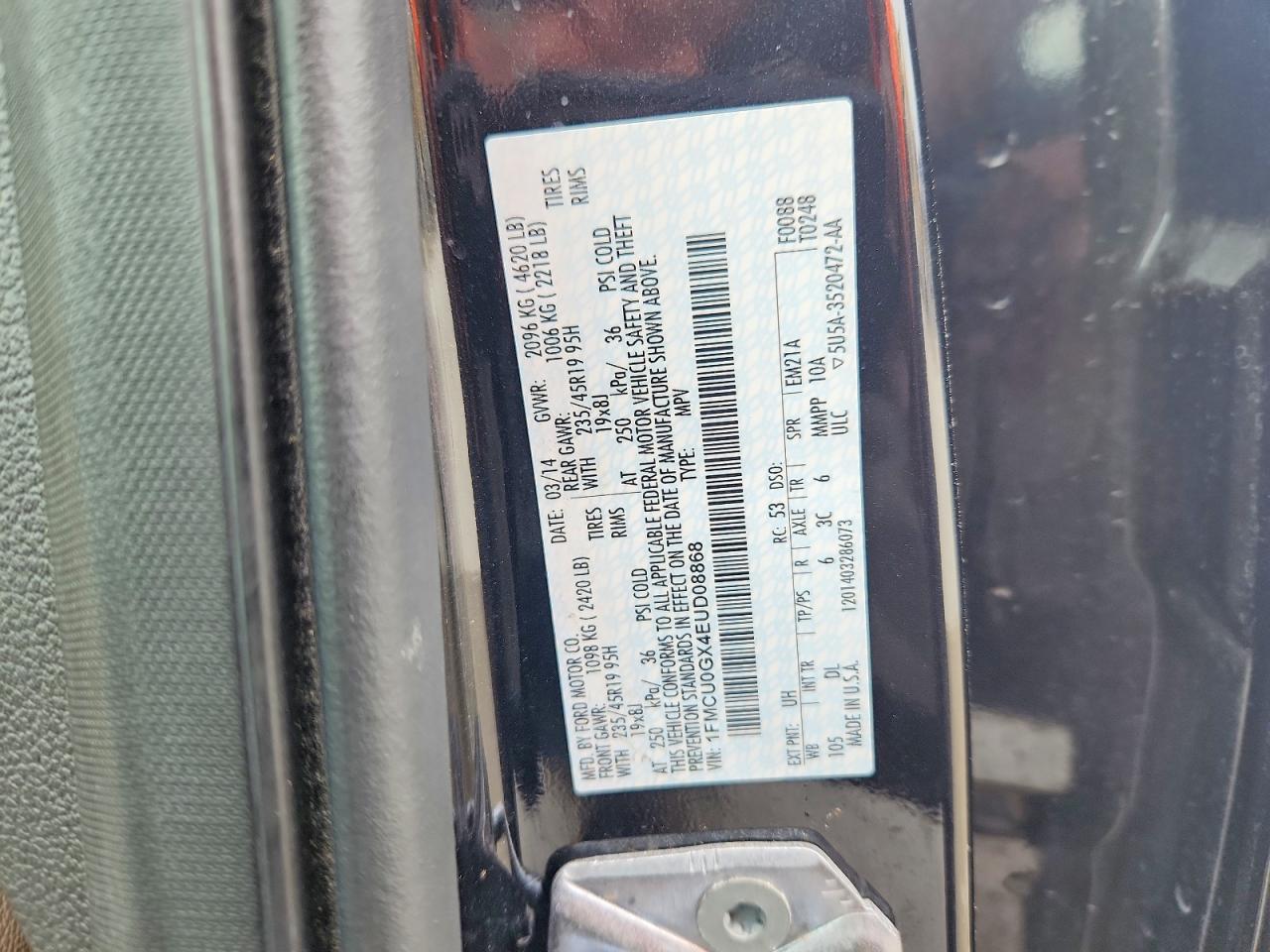 2014 Ford Escape Se Black vin: 1FMCU0GX4EUD08868