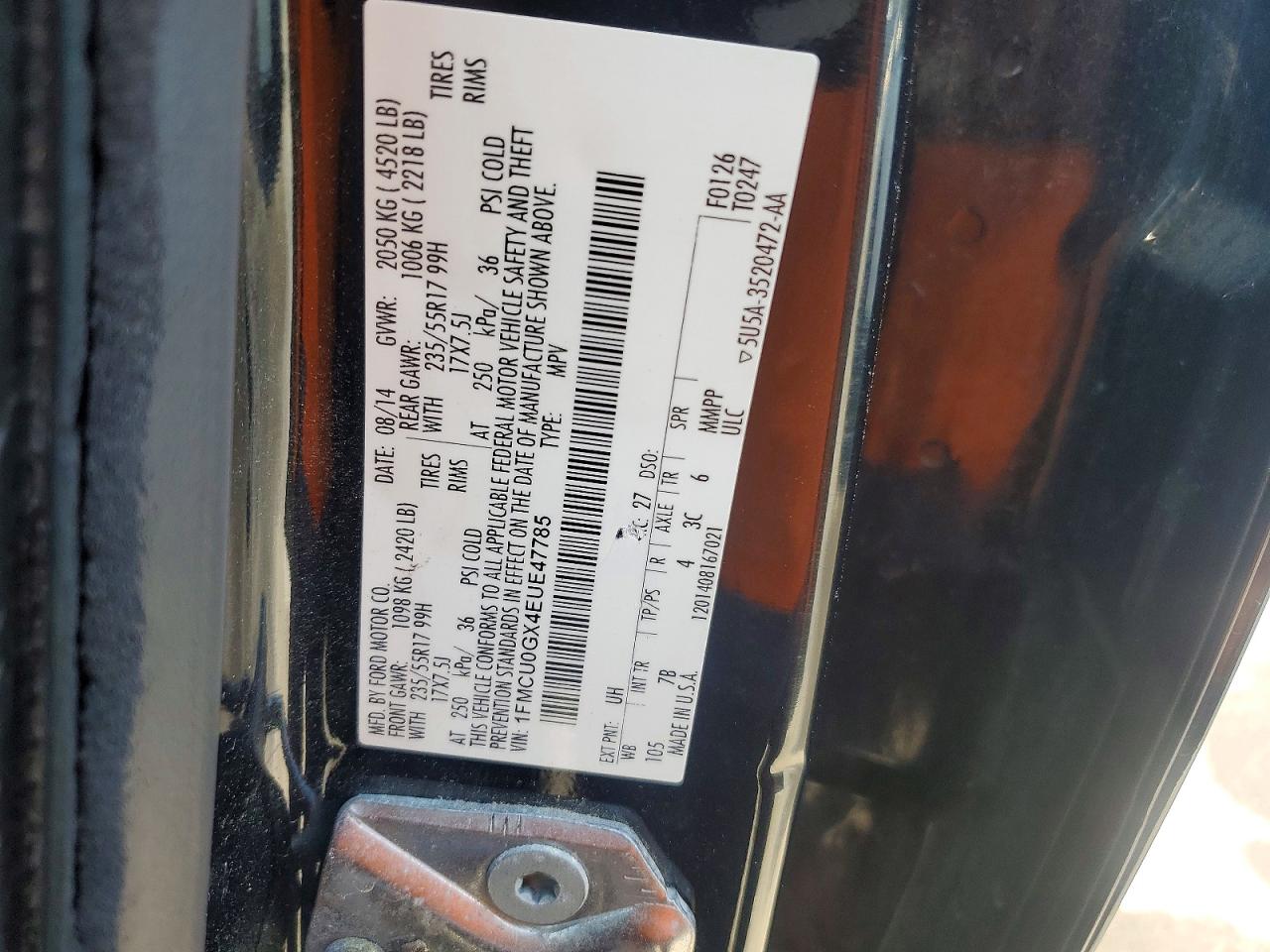 2014 Ford Escape Se Black vin: 1FMCU0GX4EUE47785