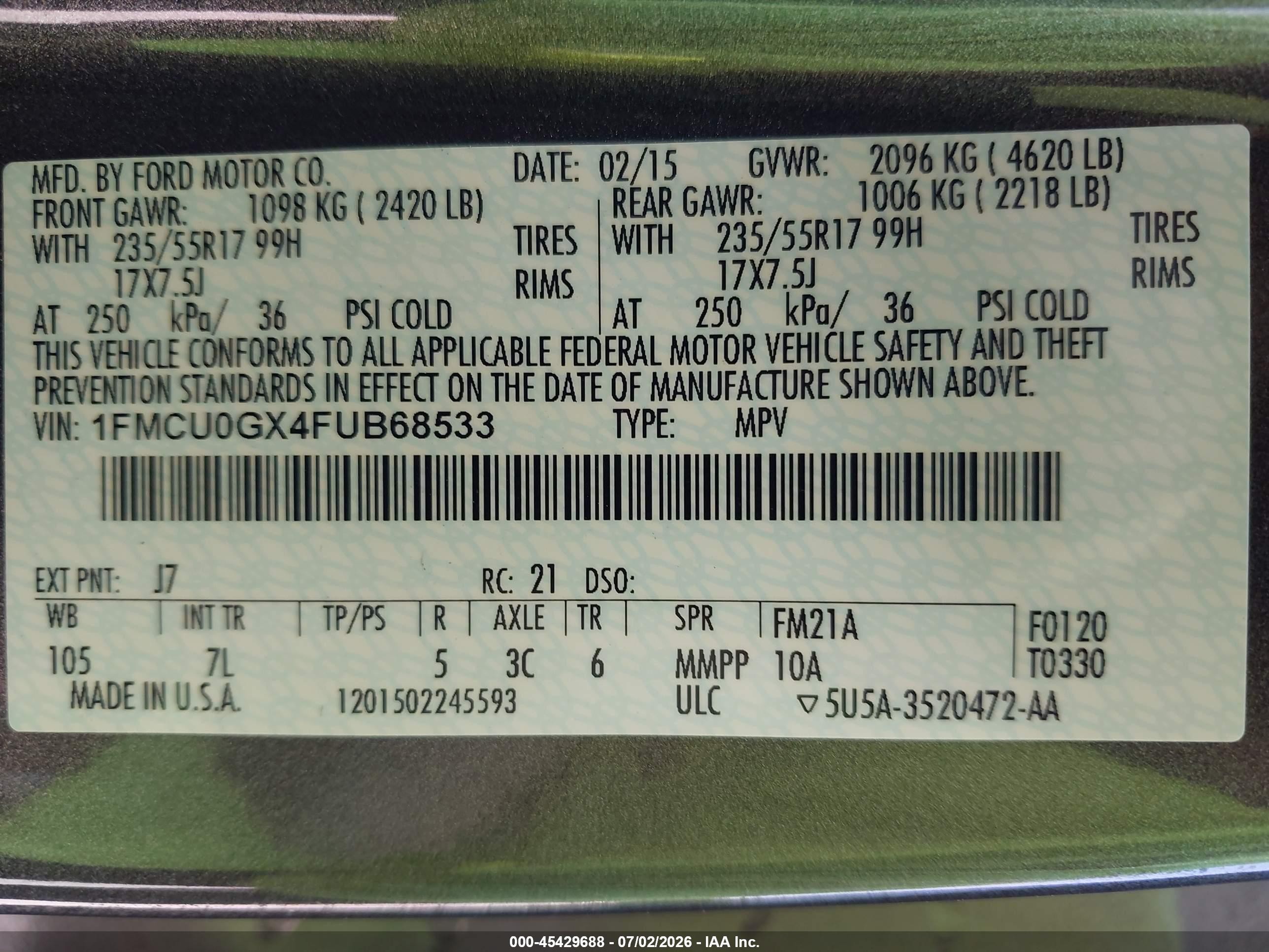 2015 Ford Escape Se Black vin: 1FMCU0GX4FUB68533