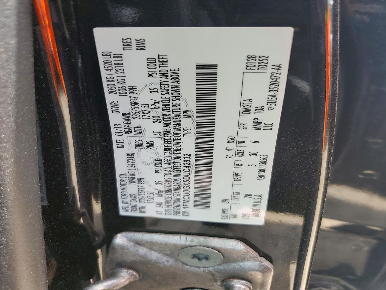 2013 Ford Escape Se Черный vin: 1FMCU0GX5DUC42832