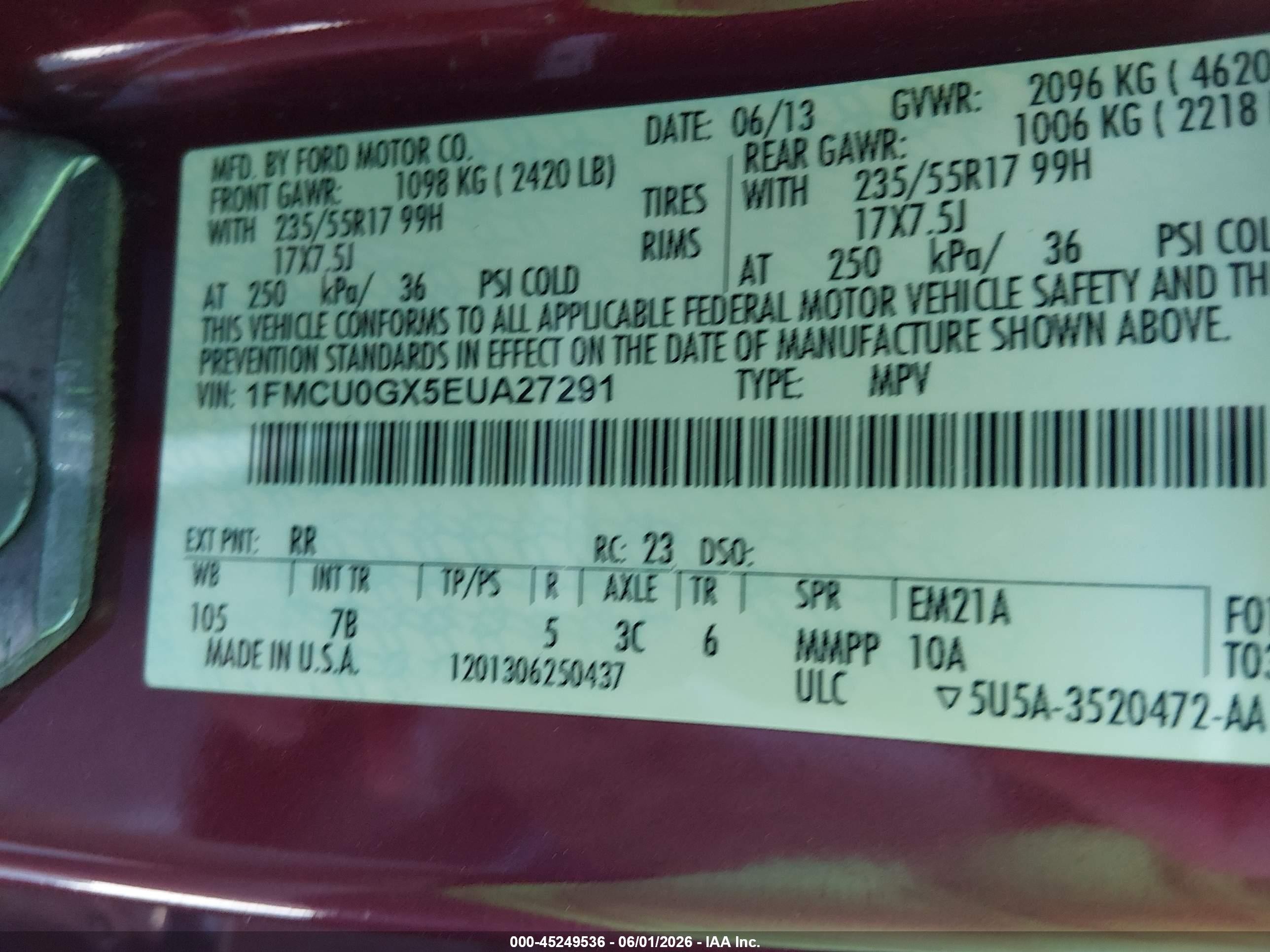 2014 Ford Escape Se Red vin: 1FMCU0GX5EUA27291