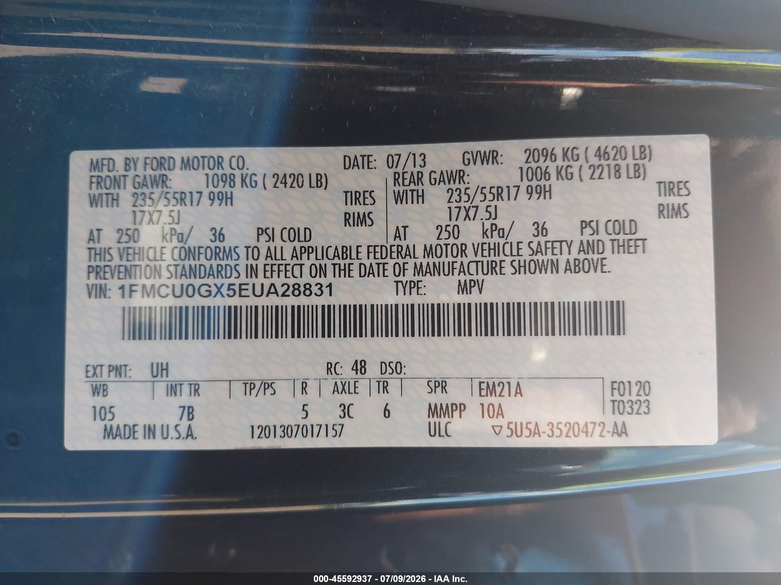 2014 Ford Escape Se Black vin: 1FMCU0GX5EUA28831