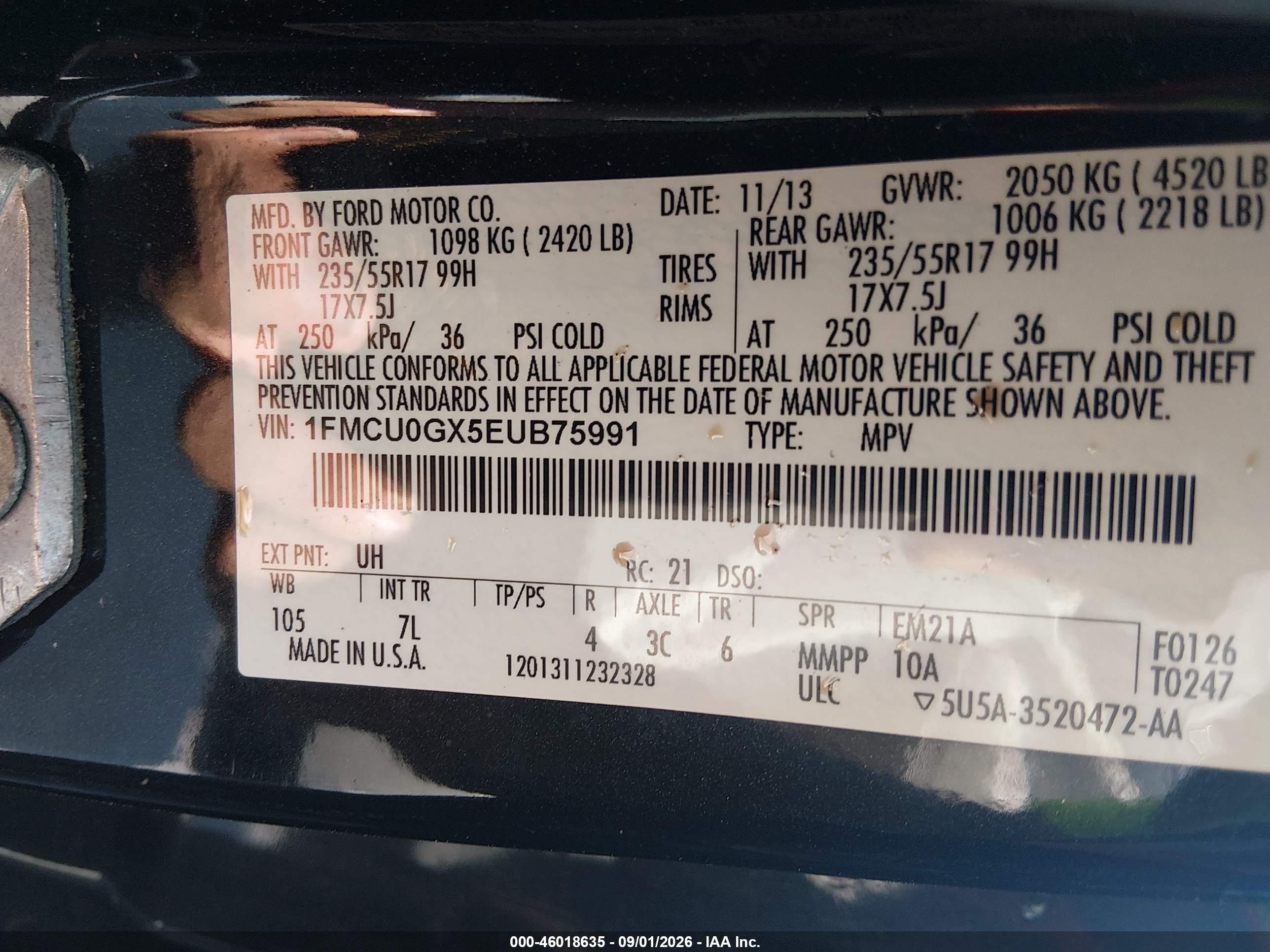 2014 Ford Escape Se Черный vin: 1FMCU0GX5EUB75991