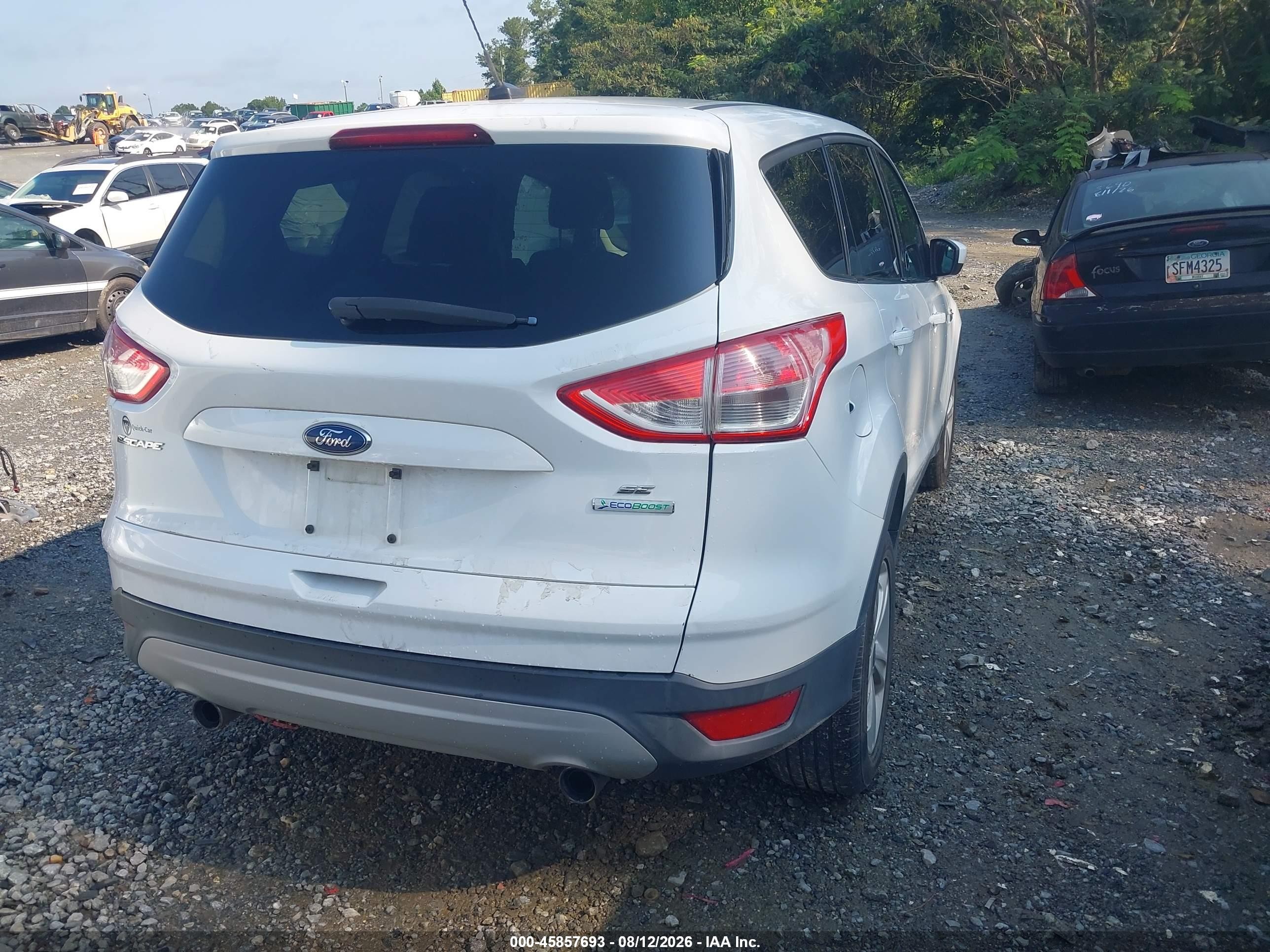 2013 Ford Escape Se White vin: 1FMCU0GX6DUC04395