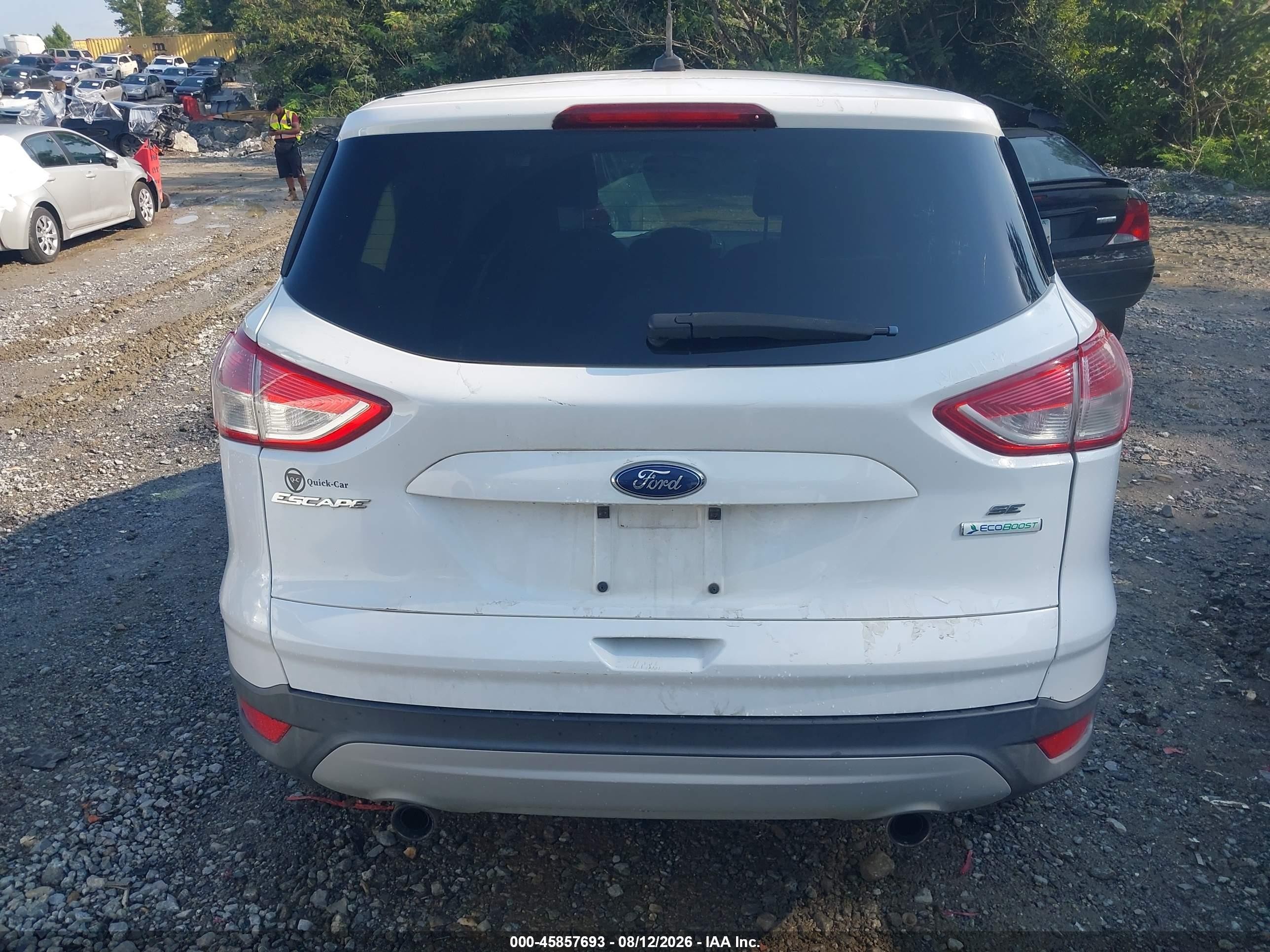 2013 Ford Escape Se White vin: 1FMCU0GX6DUC04395