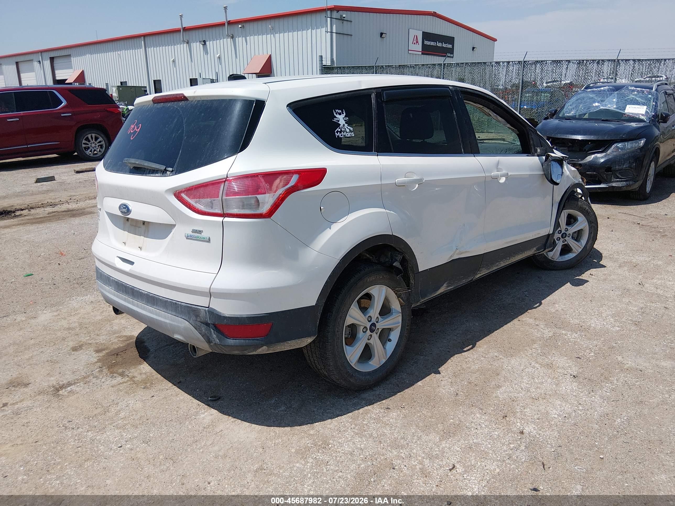 2013 Ford Escape Se White vin: 1FMCU0GX6DUC52043