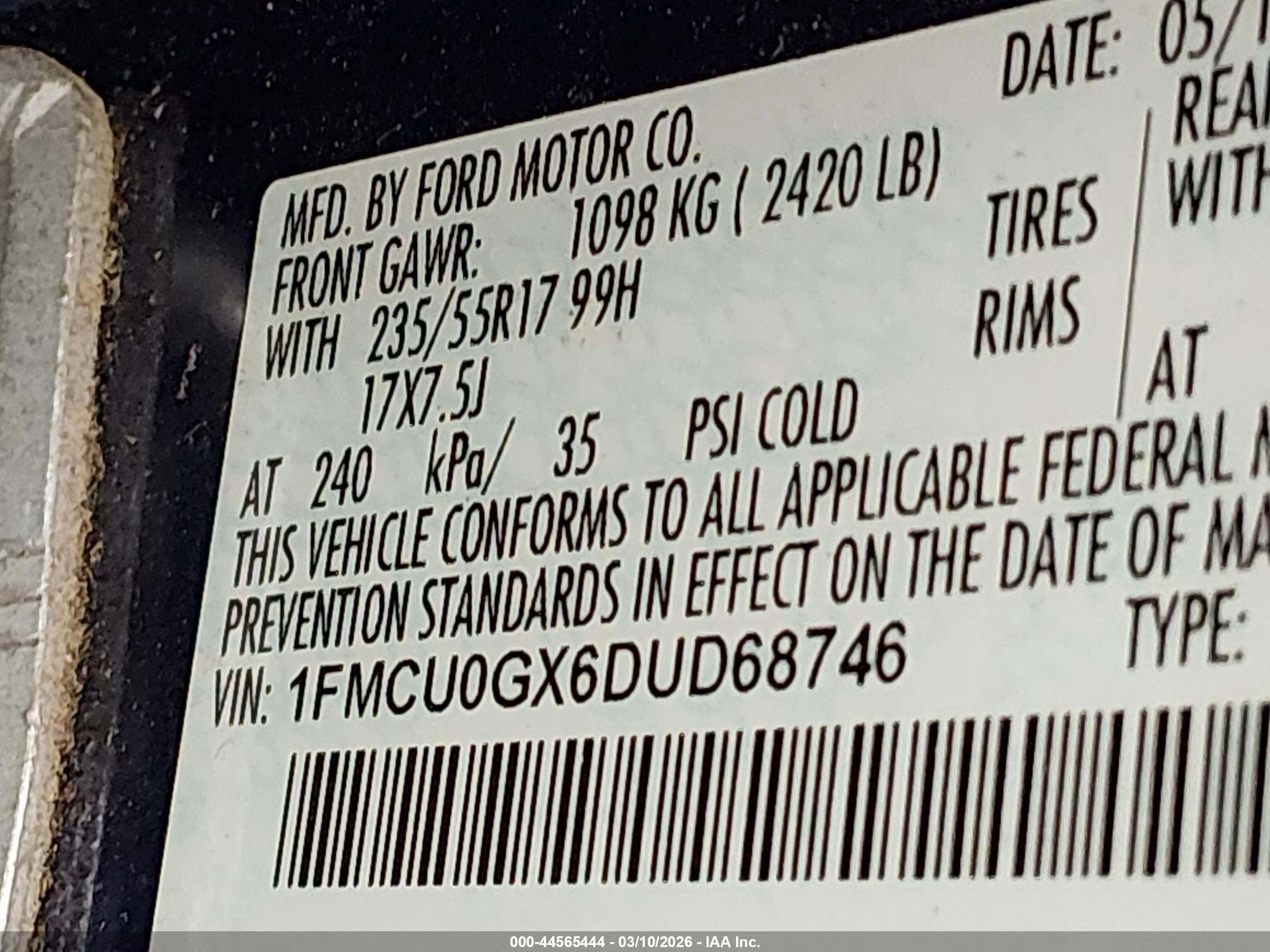 2013 Ford Escape Se Blue vin: 1FMCU0GX6DUD68746