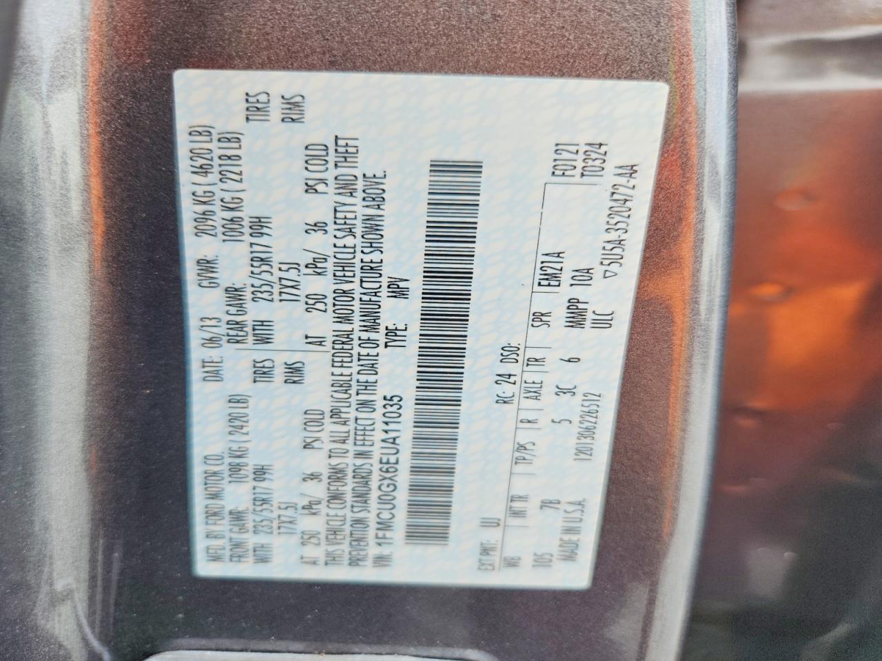 2014 Ford Escape Se Gray vin: 1FMCU0GX6EUA11035