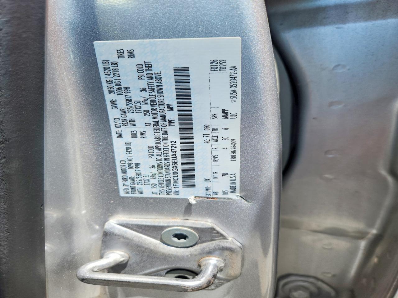 2014 Ford Escape Se Silver vin: 1FMCU0GX6EUA47212