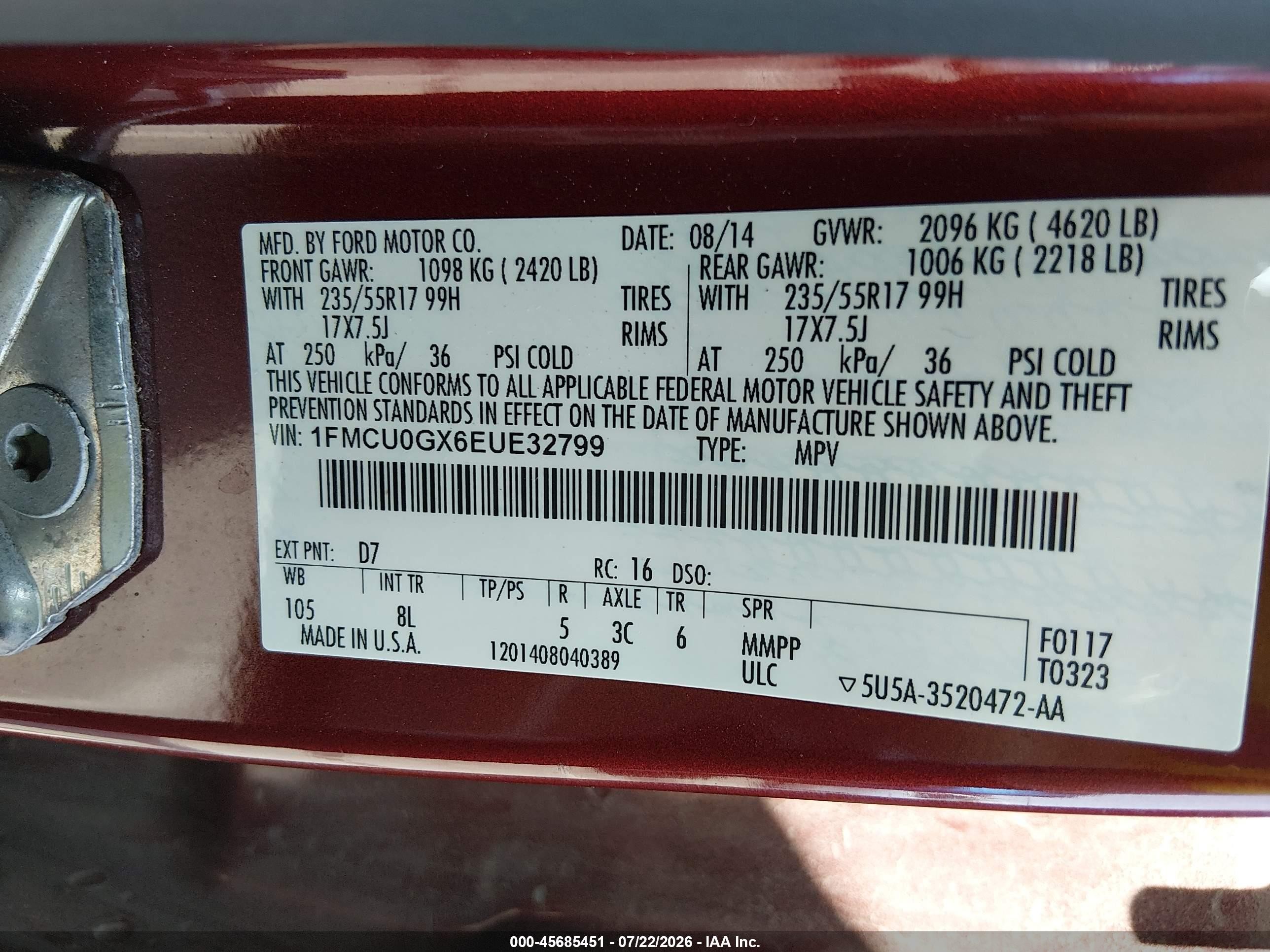 2014 Ford Escape Se Красный vin: 1FMCU0GX6EUE32799