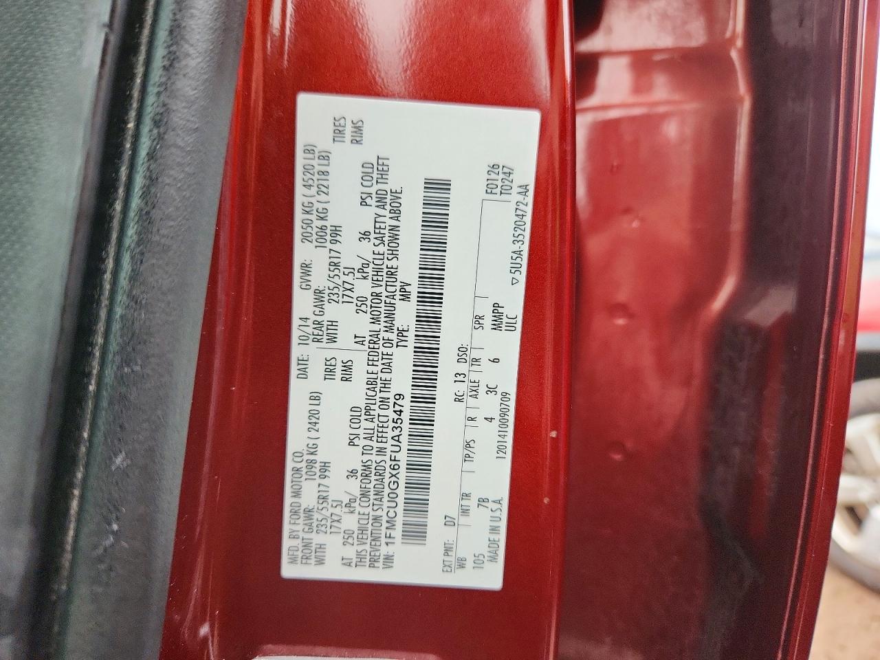 2015 Ford Escape Se Orange vin: 1FMCU0GX6FUA35479