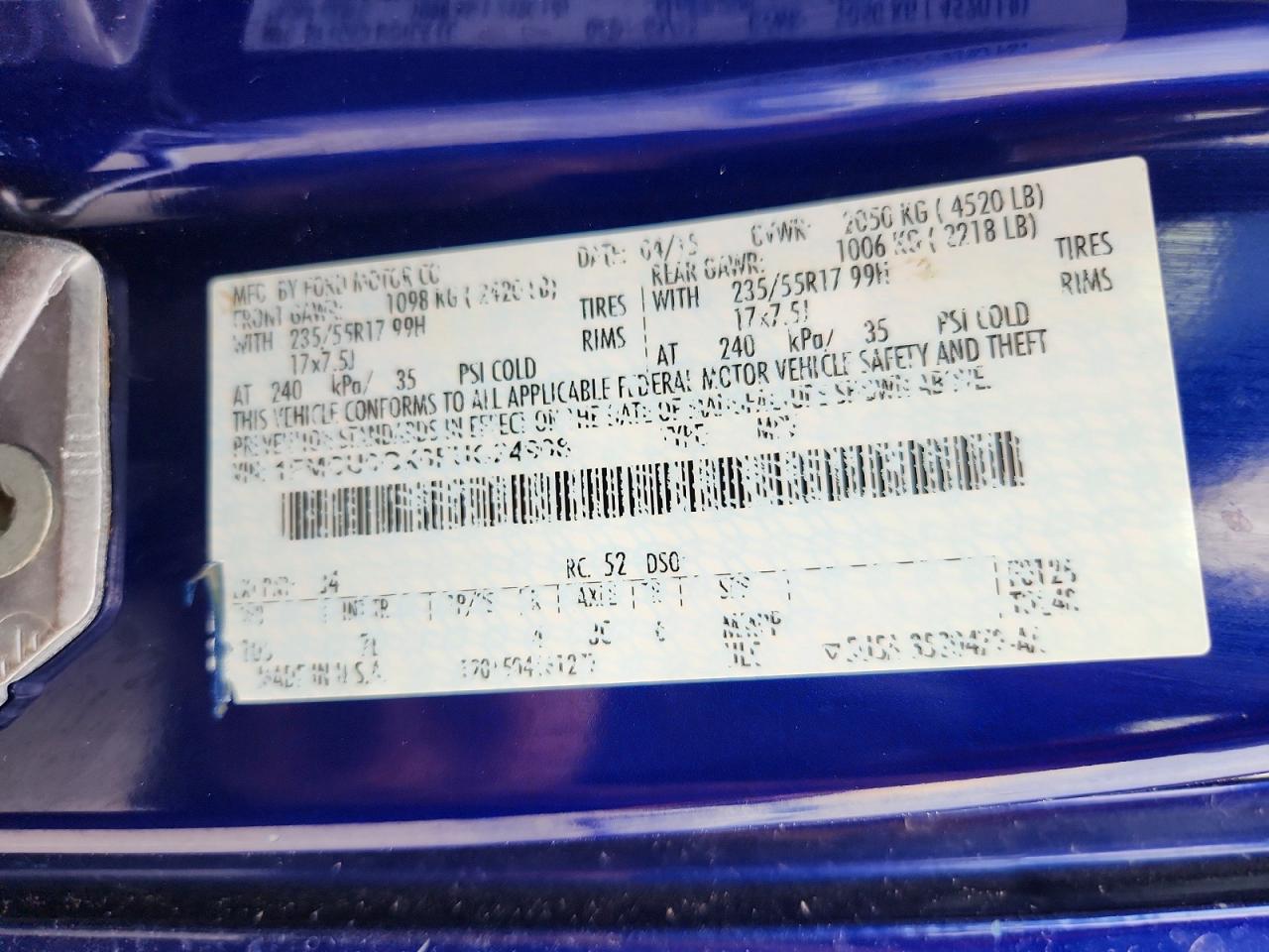 2015 Ford Escape Se Blue vin: 1FMCU0GX6FUC24908