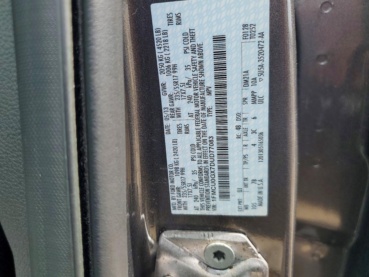 2013 Ford Escape Se Gray vin: 1FMCU0GX7DUD77083