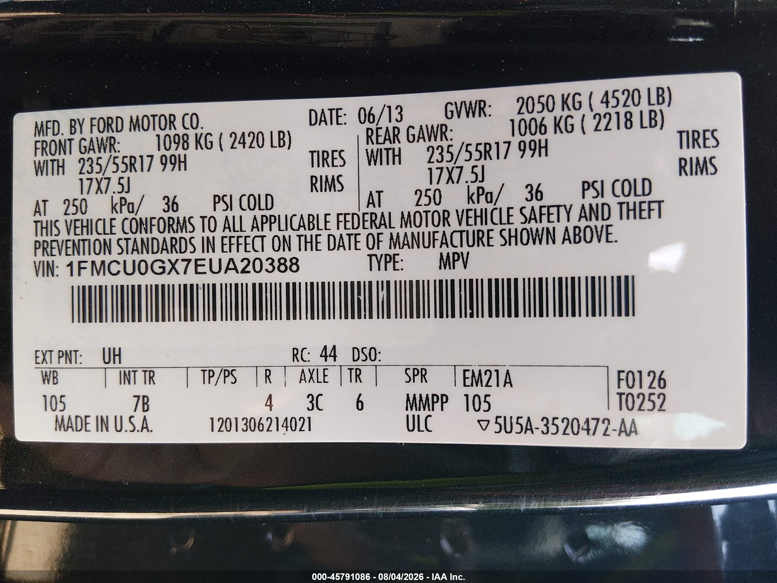 2014 Ford Escape Se Black vin: 1FMCU0GX7EUA20388