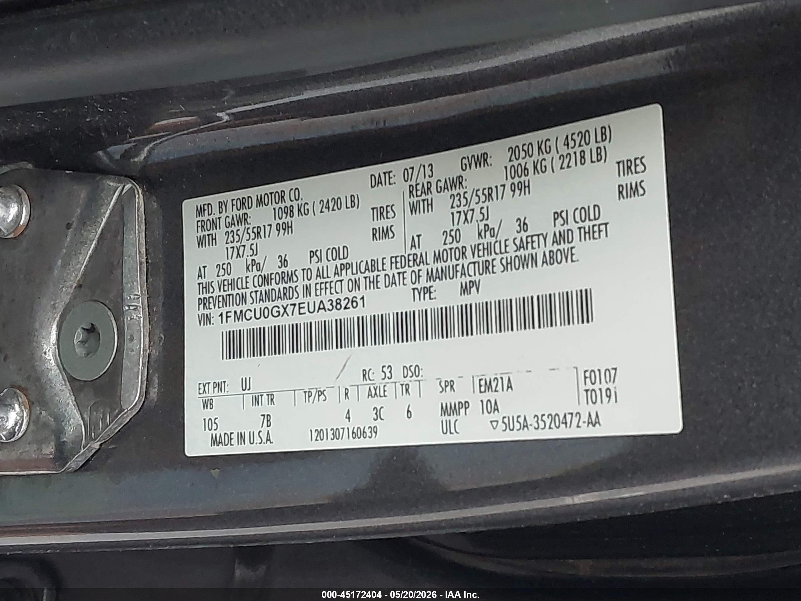 2014 Ford Escape Se Gray vin: 1FMCU0GX7EUA38261