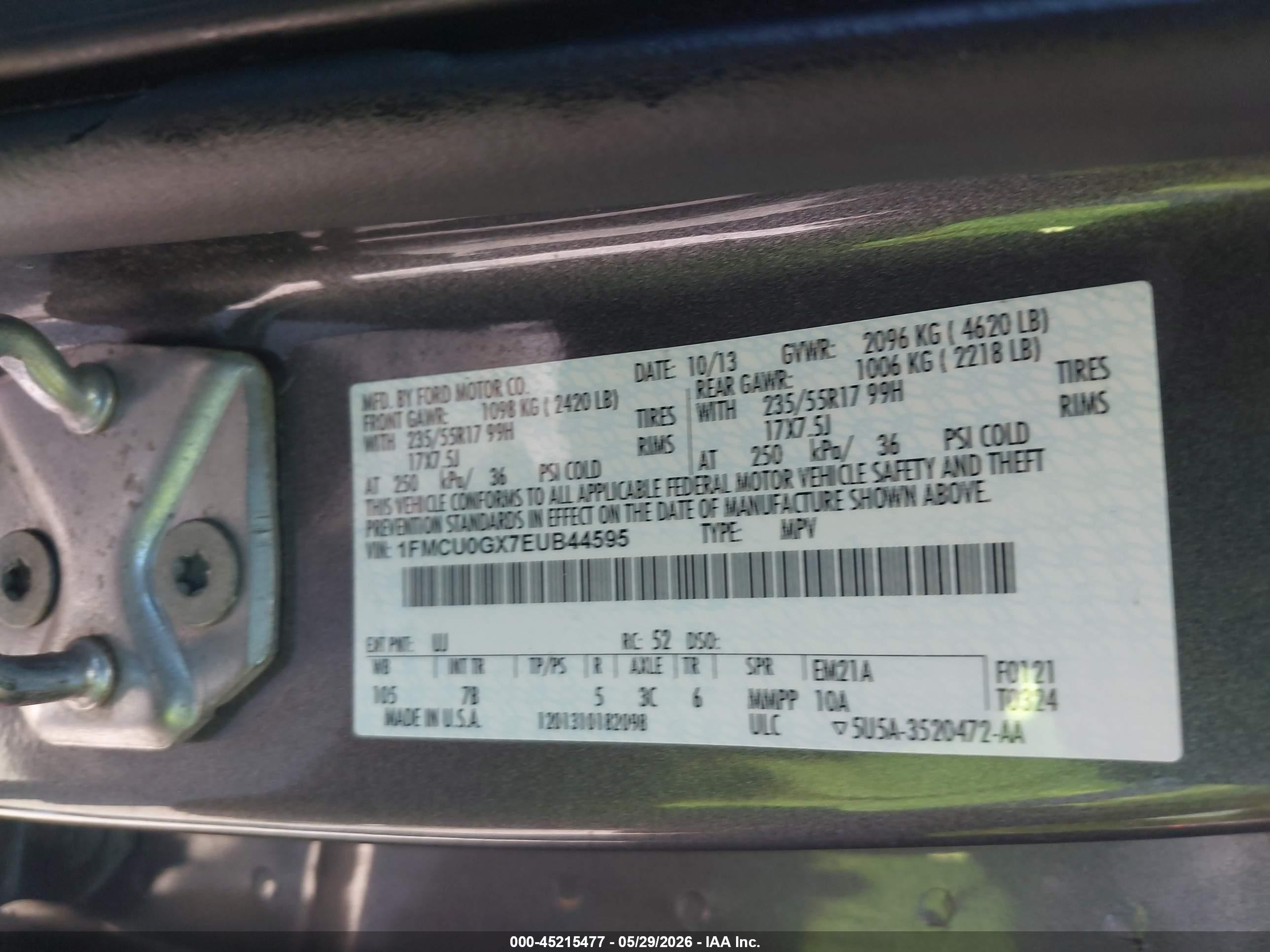 2014 Ford Escape Se Gray vin: 1FMCU0GX7EUB44595