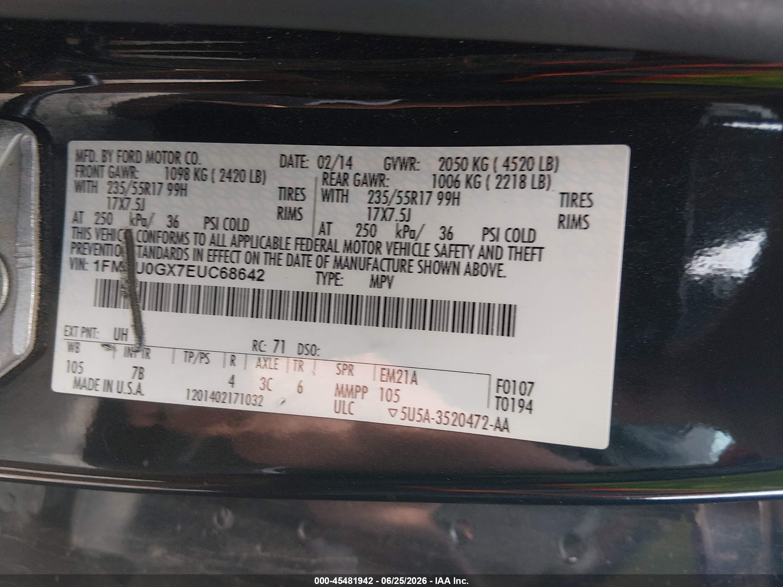 2014 Ford Escape Se Black vin: 1FMCU0GX7EUC68642