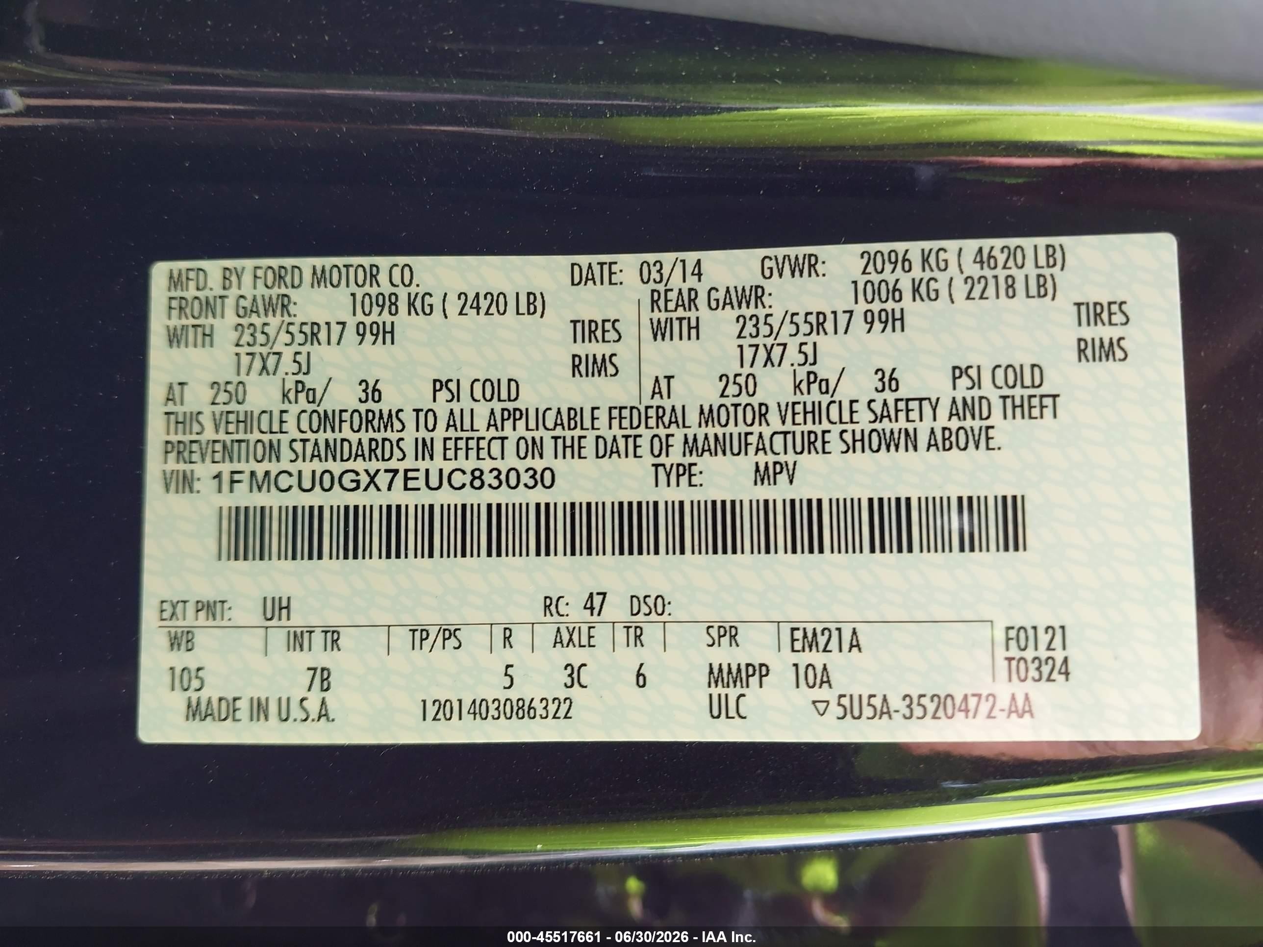 2014 Ford Escape Se Черный vin: 1FMCU0GX7EUC83030