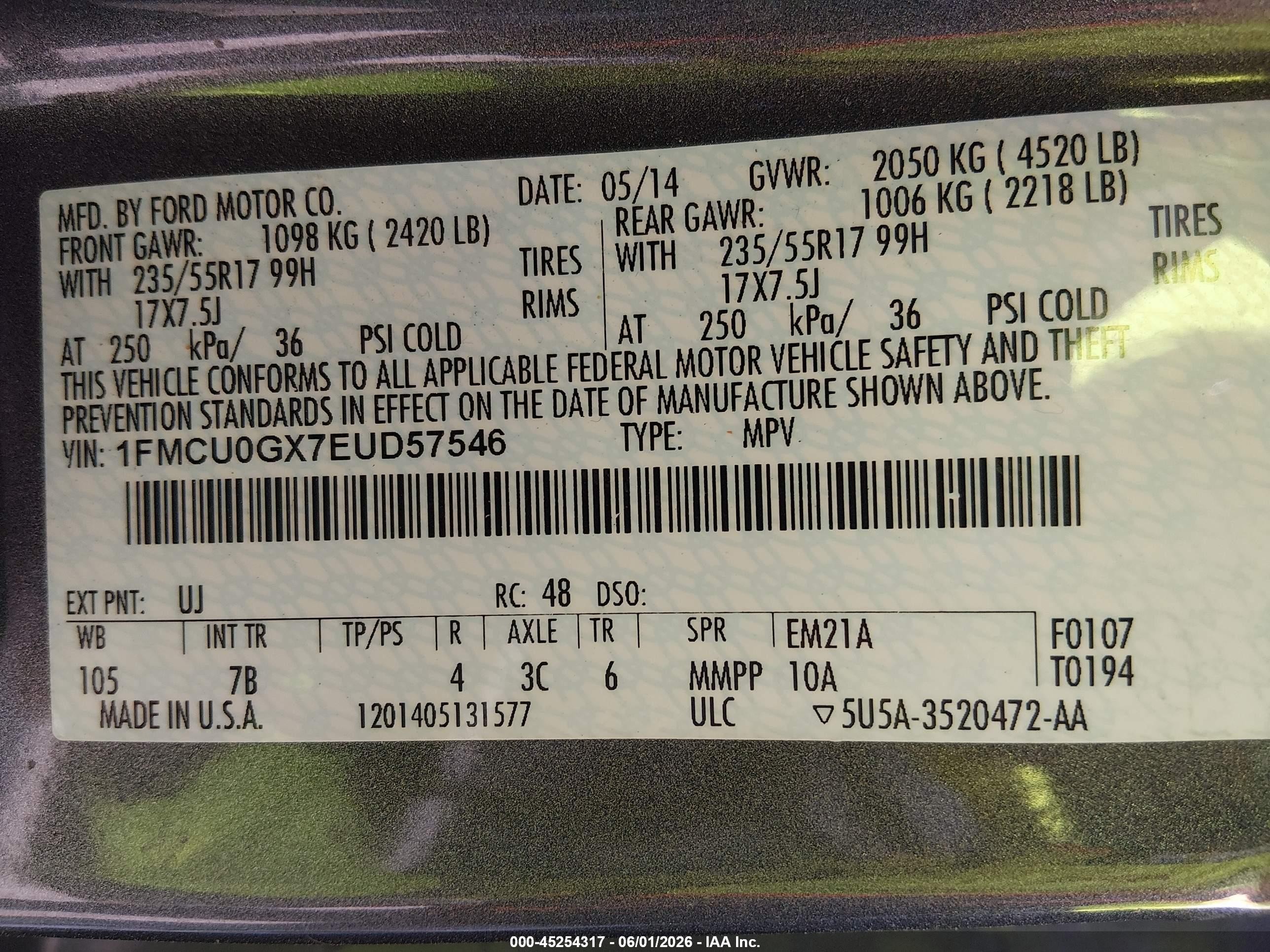 2014 Ford Escape Se Gray vin: 1FMCU0GX7EUD57546