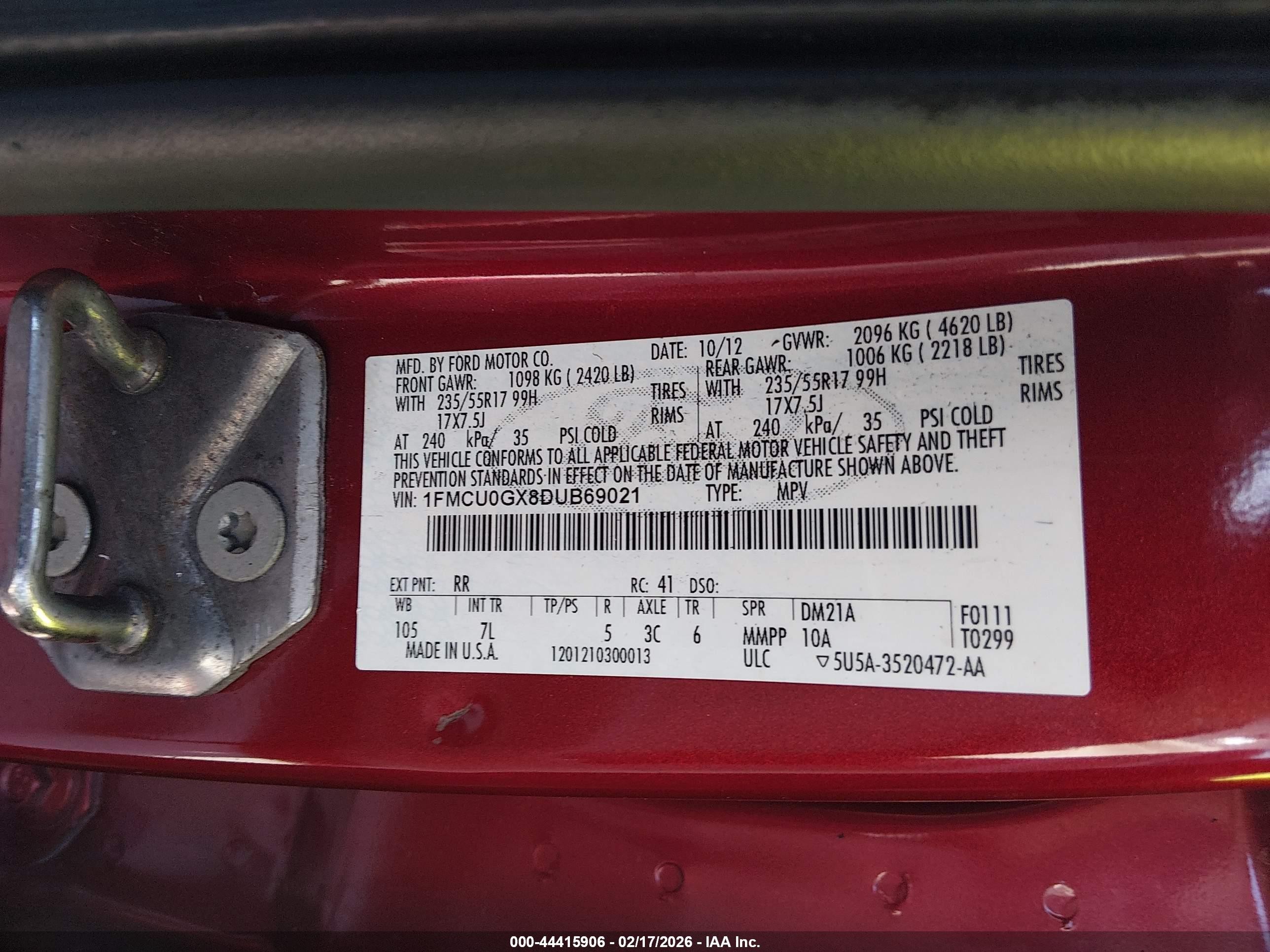 2013 Ford Escape Se Red vin: 1FMCU0GX8DUB69021