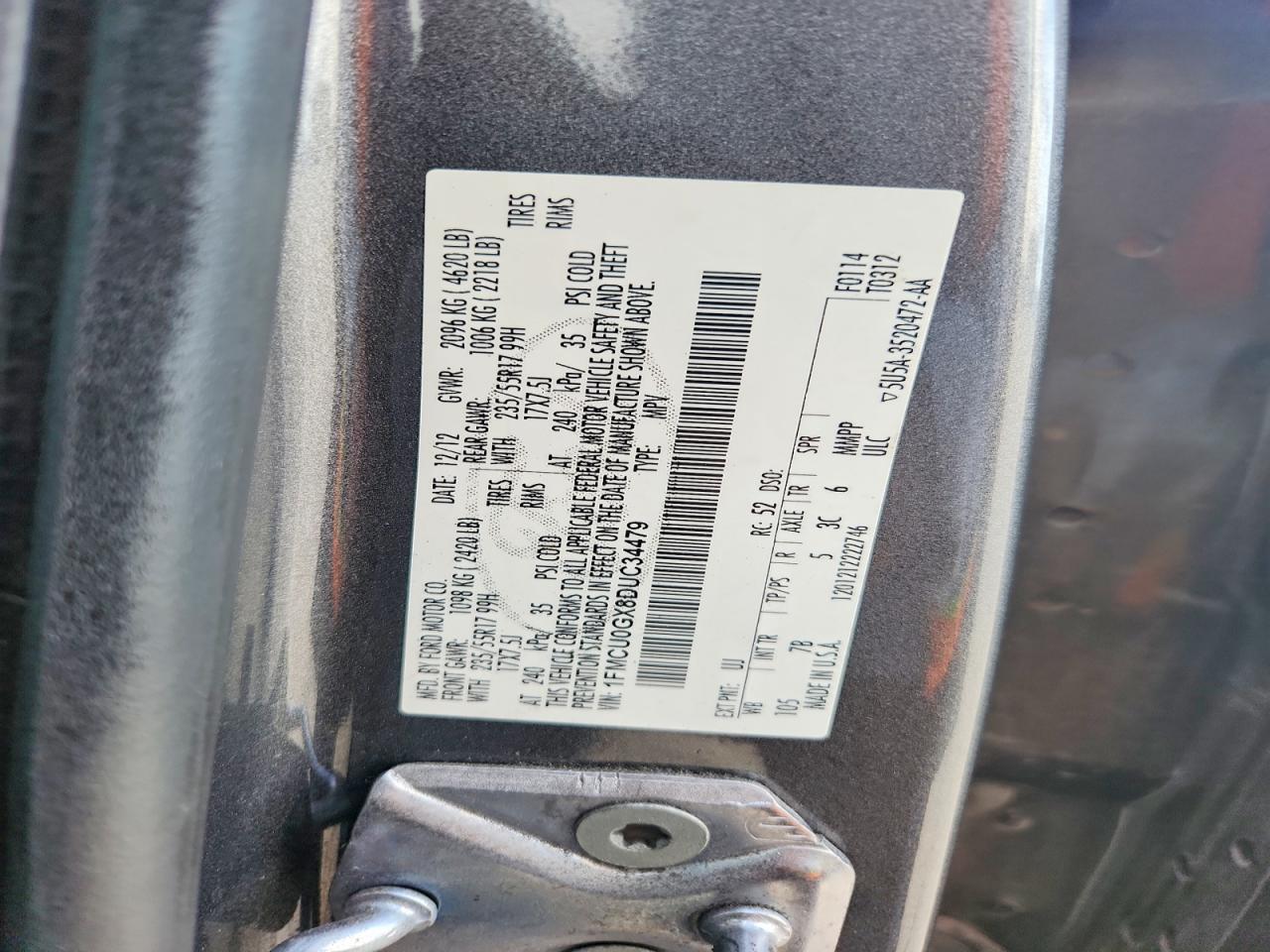 2013 Ford Escape Se Gray vin: 1FMCU0GX8DUC34479