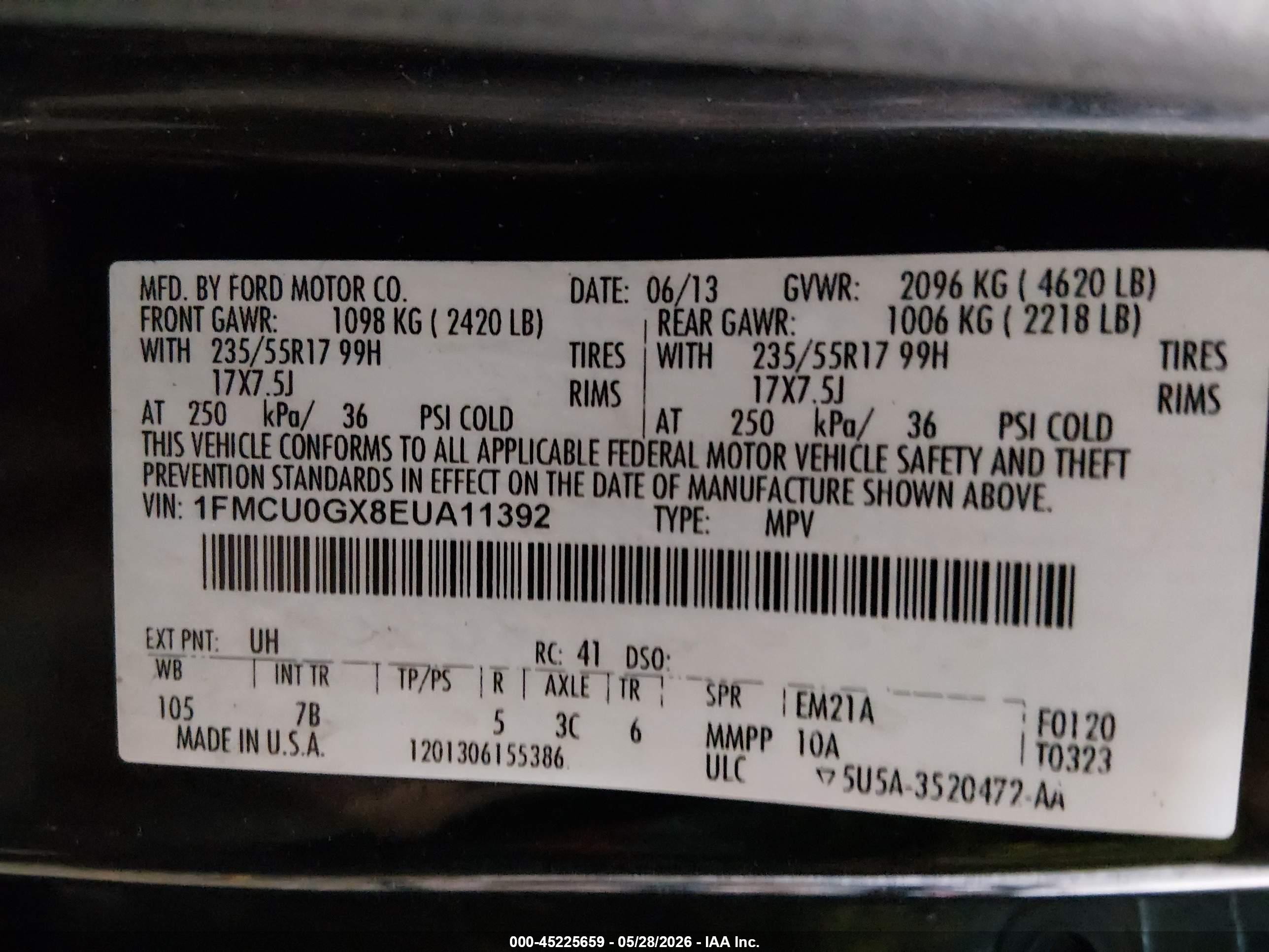 2014 Ford Escape Se Black vin: 1FMCU0GX8EUA11392